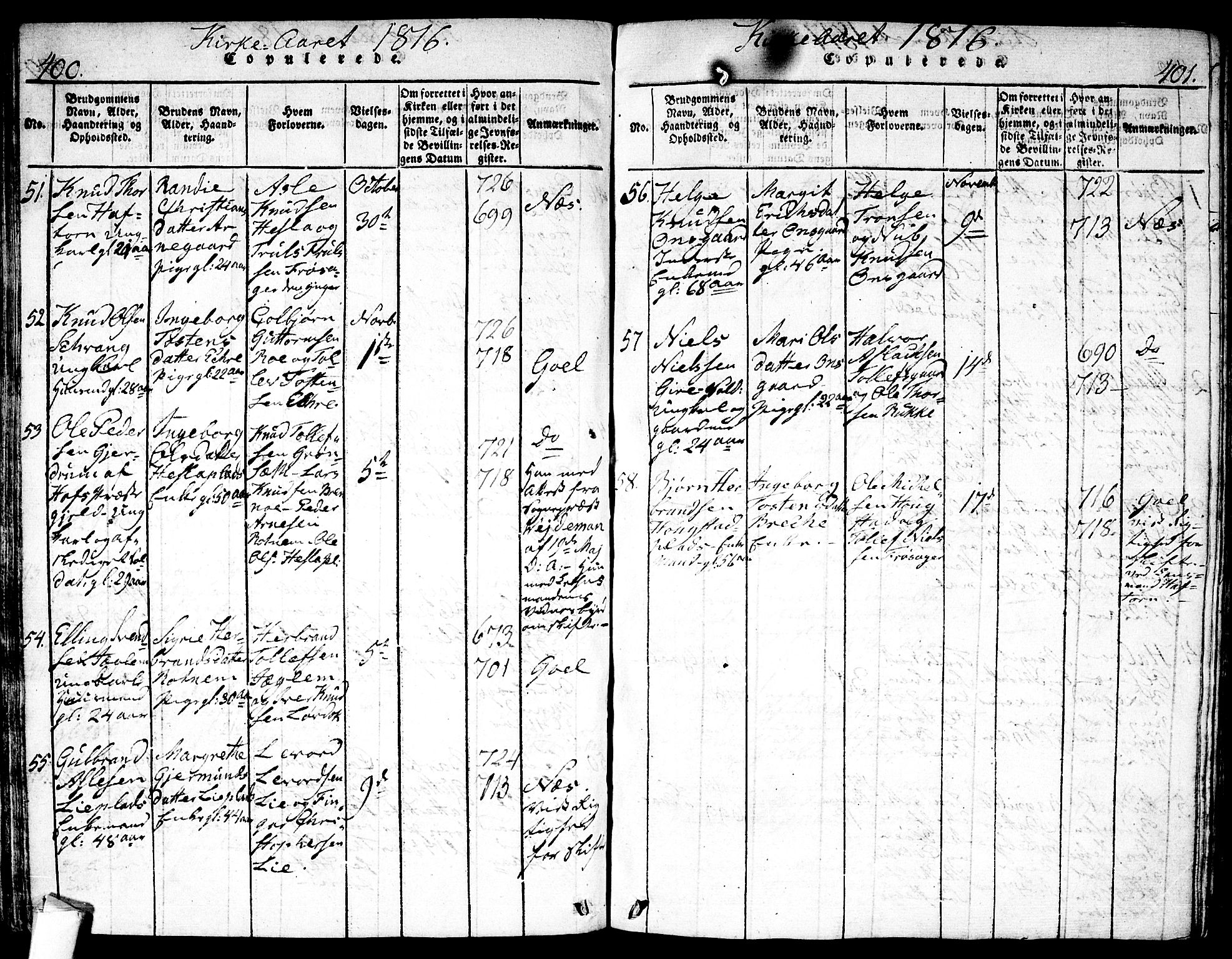 Nes kirkebøker, AV/SAKO-A-236/F/Fa/L0007: Parish register (official) no. 7, 1815-1823, p. 400-401