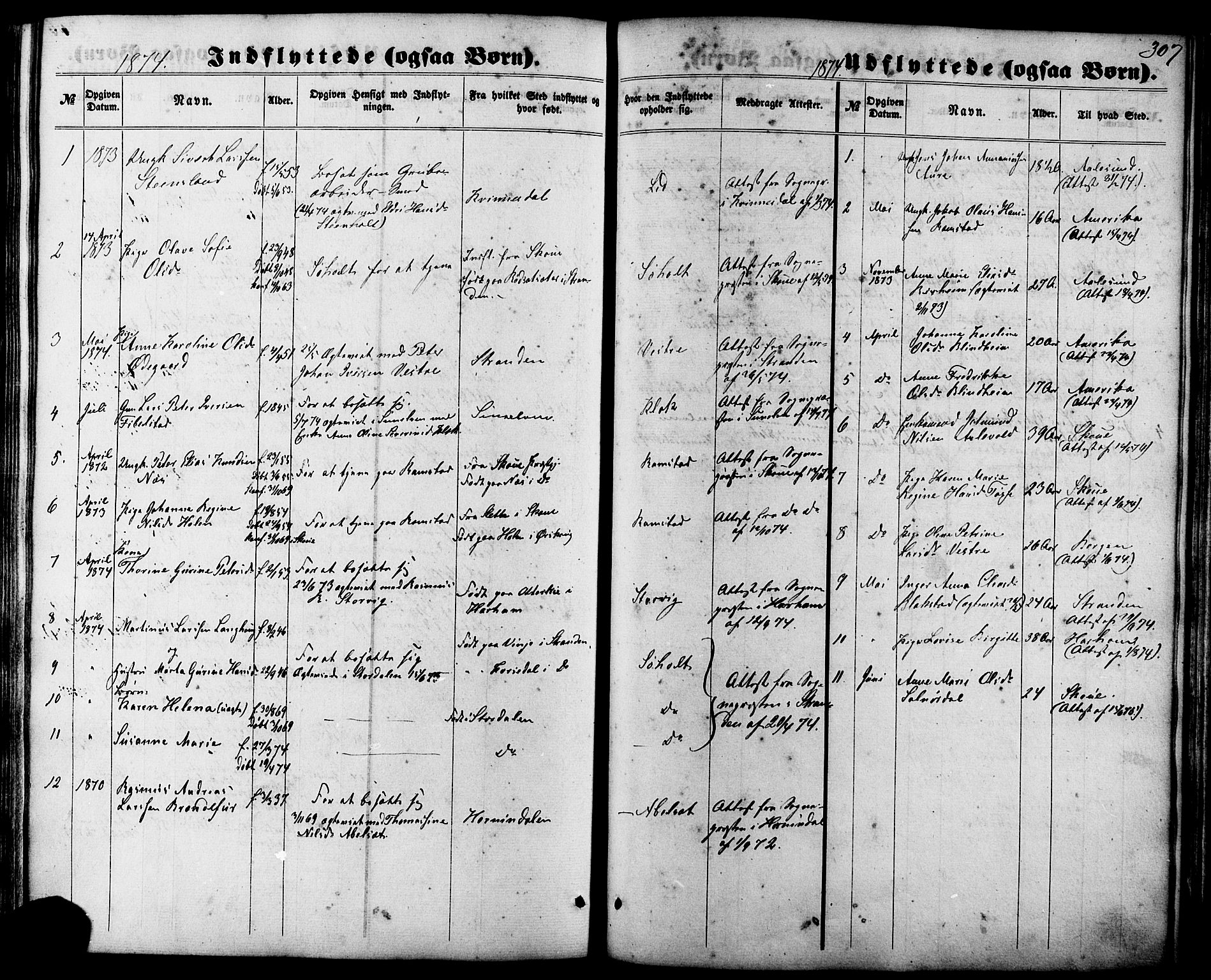 Ministerialprotokoller, klokkerbøker og fødselsregistre - Møre og Romsdal, SAT/A-1454/522/L0314: Parish register (official) no. 522A09, 1863-1877, p. 307