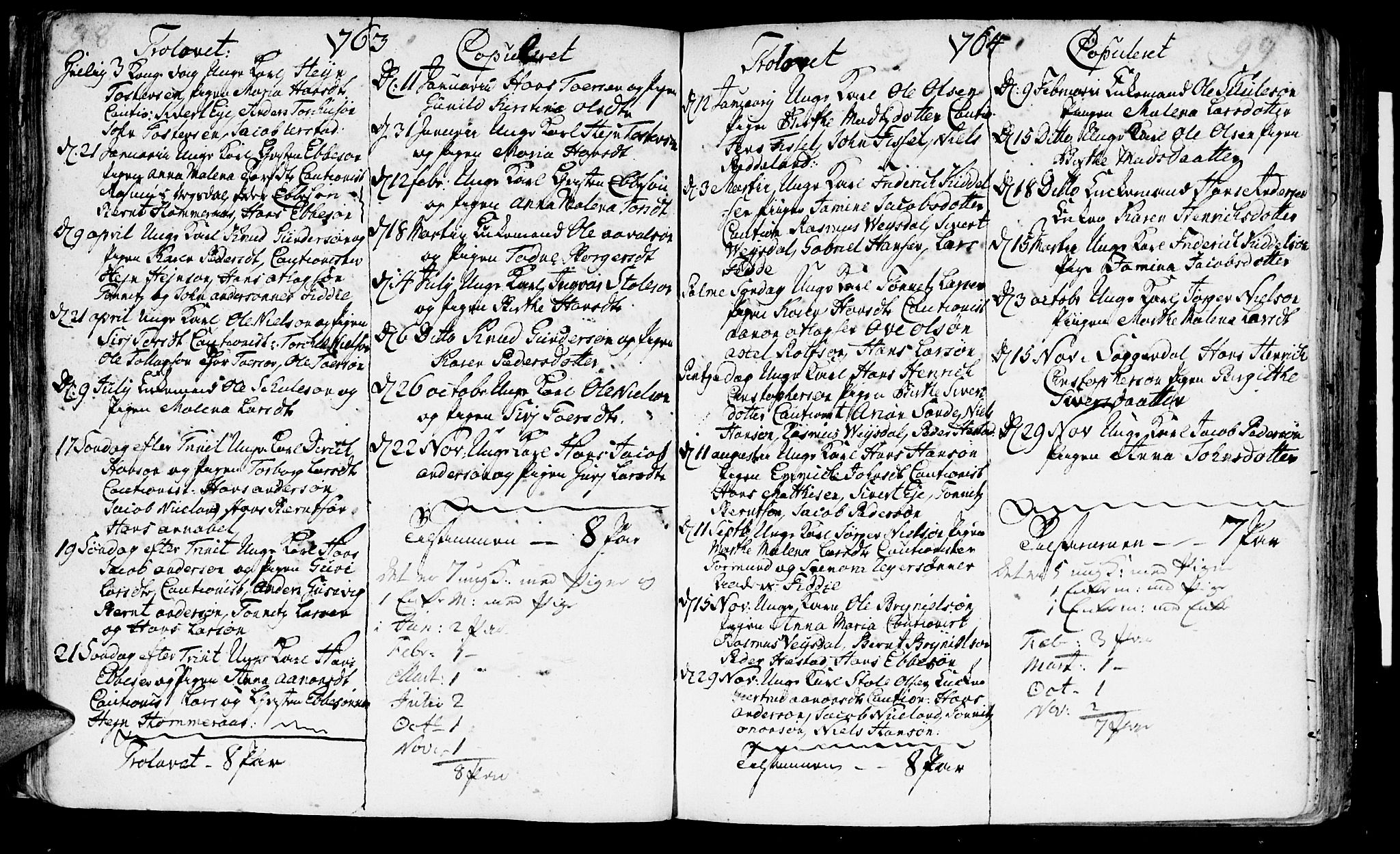 Flekkefjord sokneprestkontor, SAK/1111-0012/F/Fa/Fab/L0001: Parish register (official) no. A 1, 1750-1780, p. 98-99
