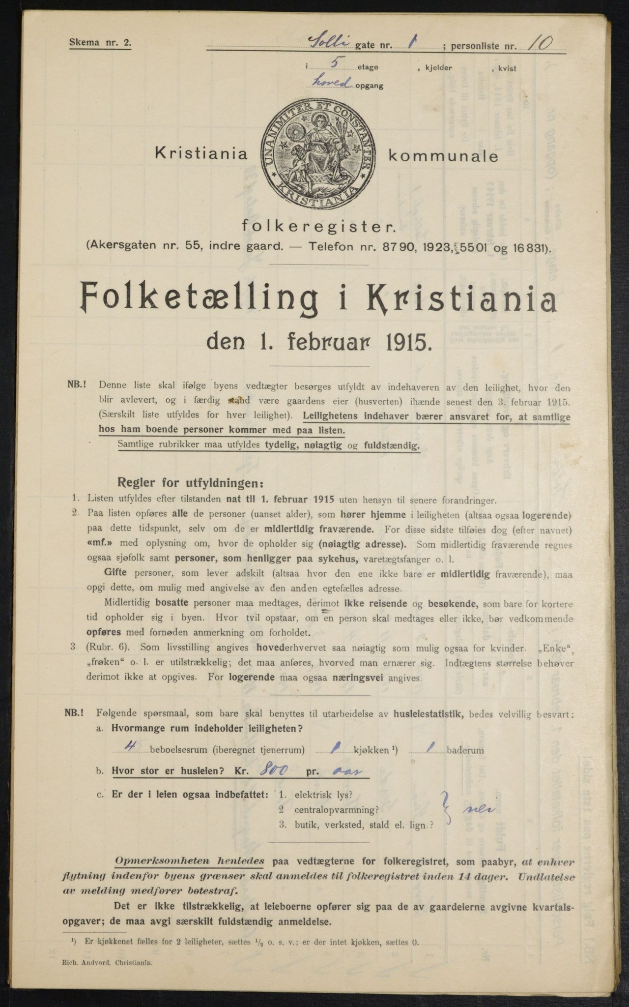 OBA, Municipal Census 1915 for Kristiania, 1915, p. 99498