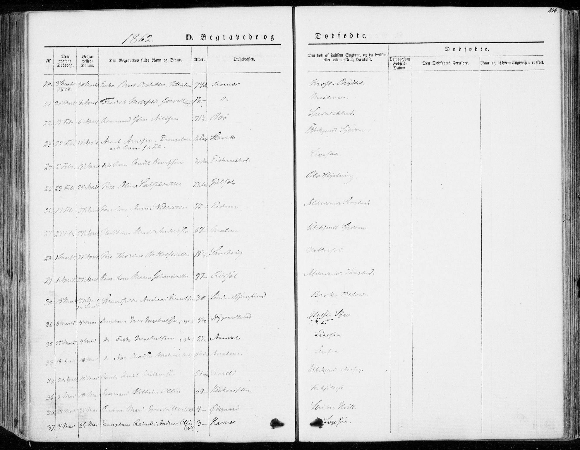 Ministerialprotokoller, klokkerbøker og fødselsregistre - Møre og Romsdal, SAT/A-1454/565/L0748: Parish register (official) no. 565A02, 1845-1872, p. 256