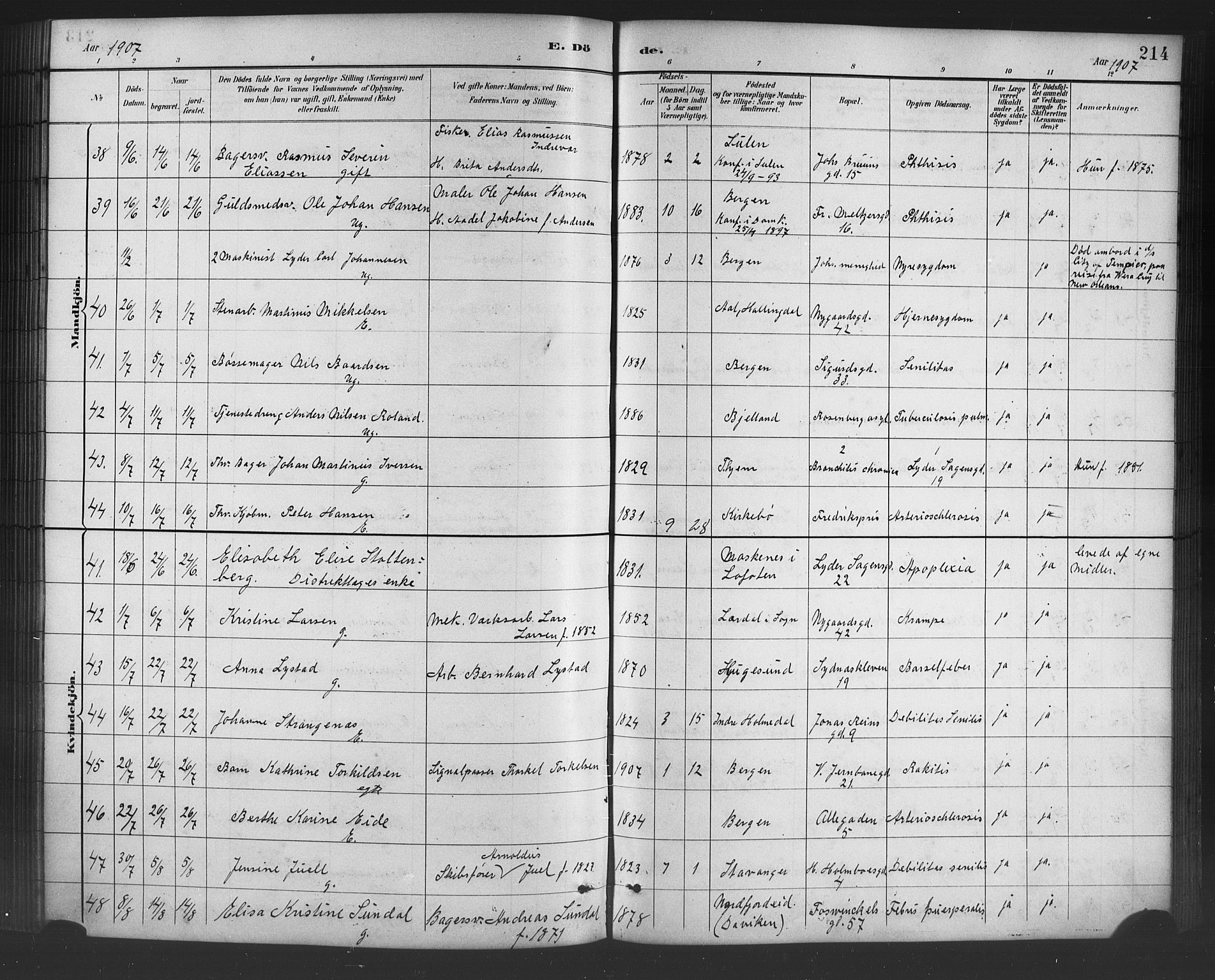 Johanneskirken sokneprestembete, AV/SAB-A-76001/H/Hab: Parish register (copy) no. D 1, 1885-1915, p. 214
