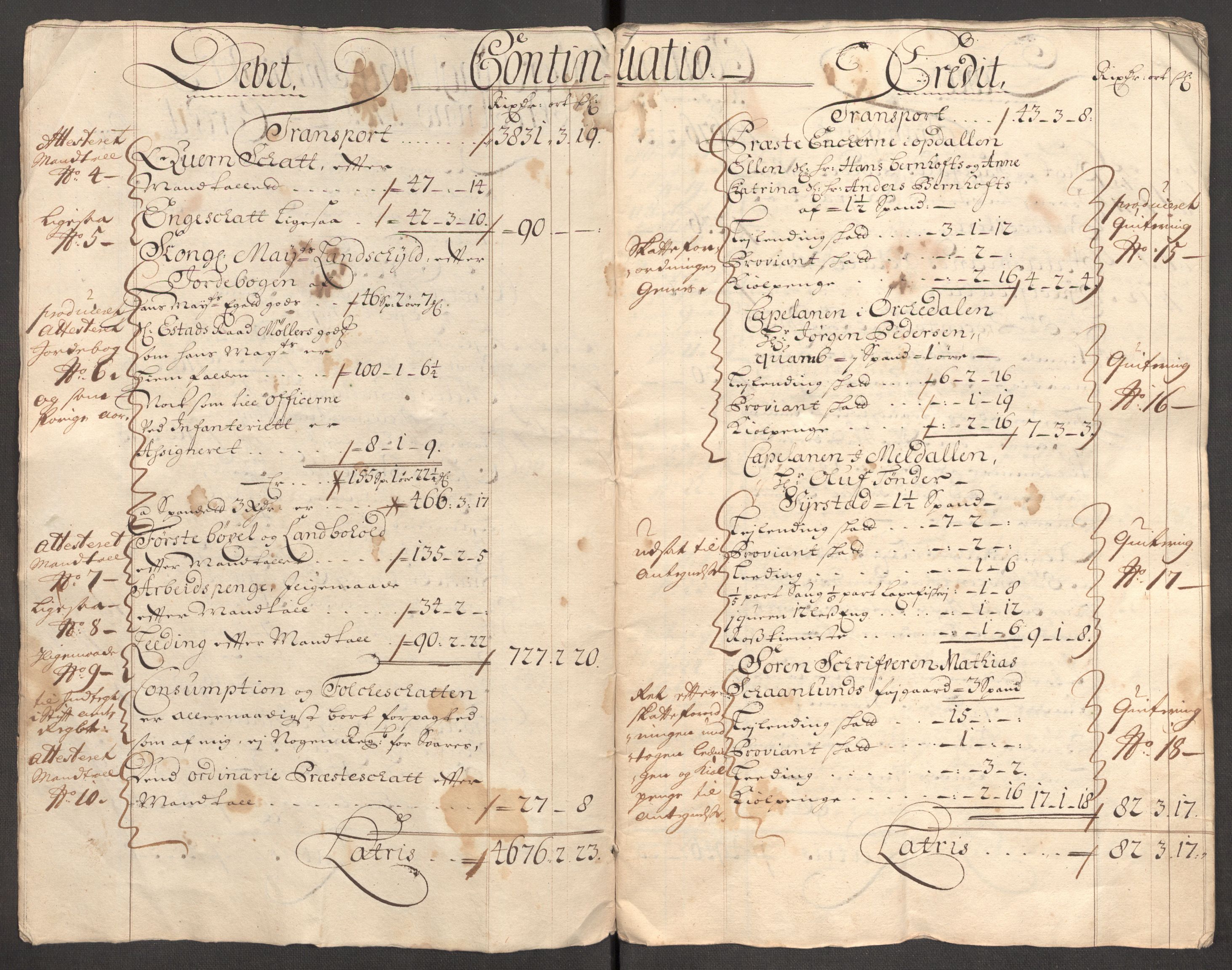 Rentekammeret inntil 1814, Reviderte regnskaper, Fogderegnskap, RA/EA-4092/R60/L3951: Fogderegnskap Orkdal og Gauldal, 1701, p. 6