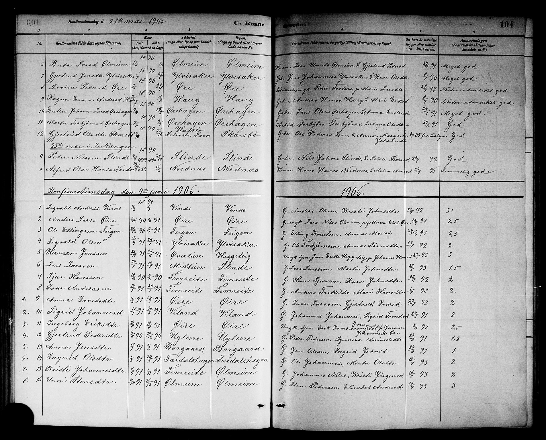Sogndal sokneprestembete, SAB/A-81301/H/Hab/Habc/L0002: Parish register (copy) no. C 2, 1884-1910, p. 104