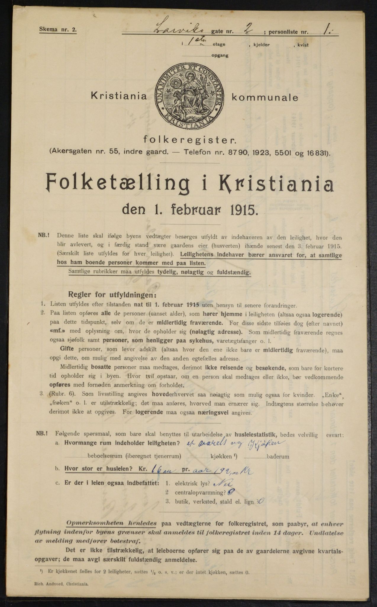 OBA, Municipal Census 1915 for Kristiania, 1915, p. 56593