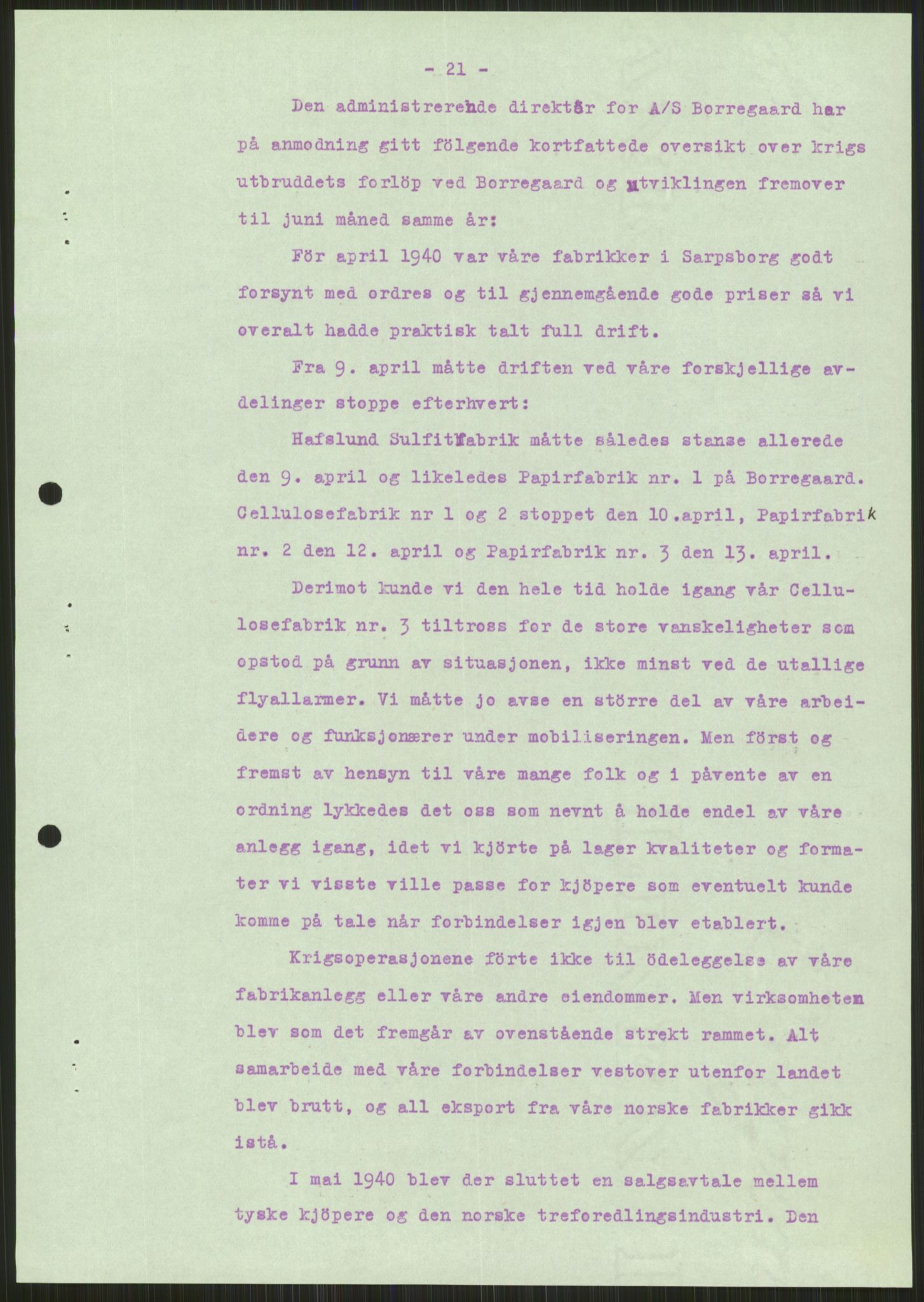 Forsvaret, Forsvarets krigshistoriske avdeling, AV/RA-RAFA-2017/Y/Ya/L0013: II-C-11-31 - Fylkesmenn.  Rapporter om krigsbegivenhetene 1940., 1940, p. 170