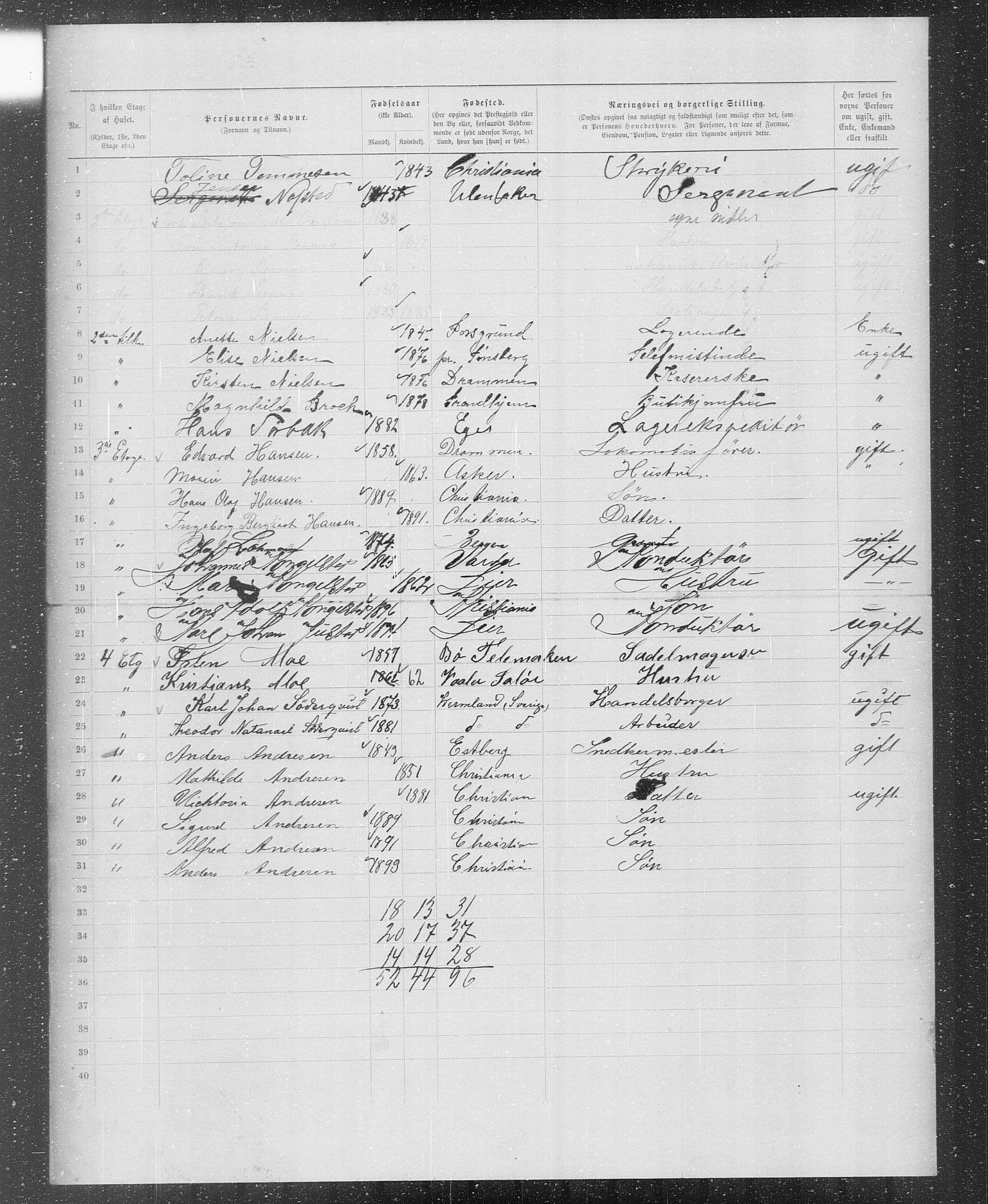 OBA, Municipal Census 1899 for Kristiania, 1899, p. 1813