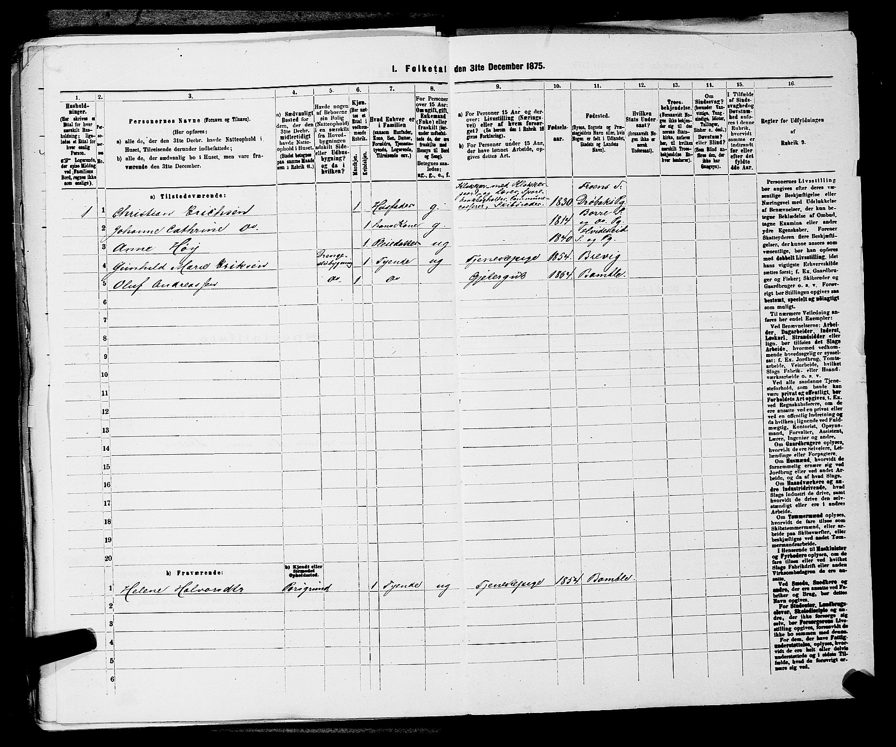 SAKO, 1875 census for 0814L Bamble/Bamble, 1875, p. 857