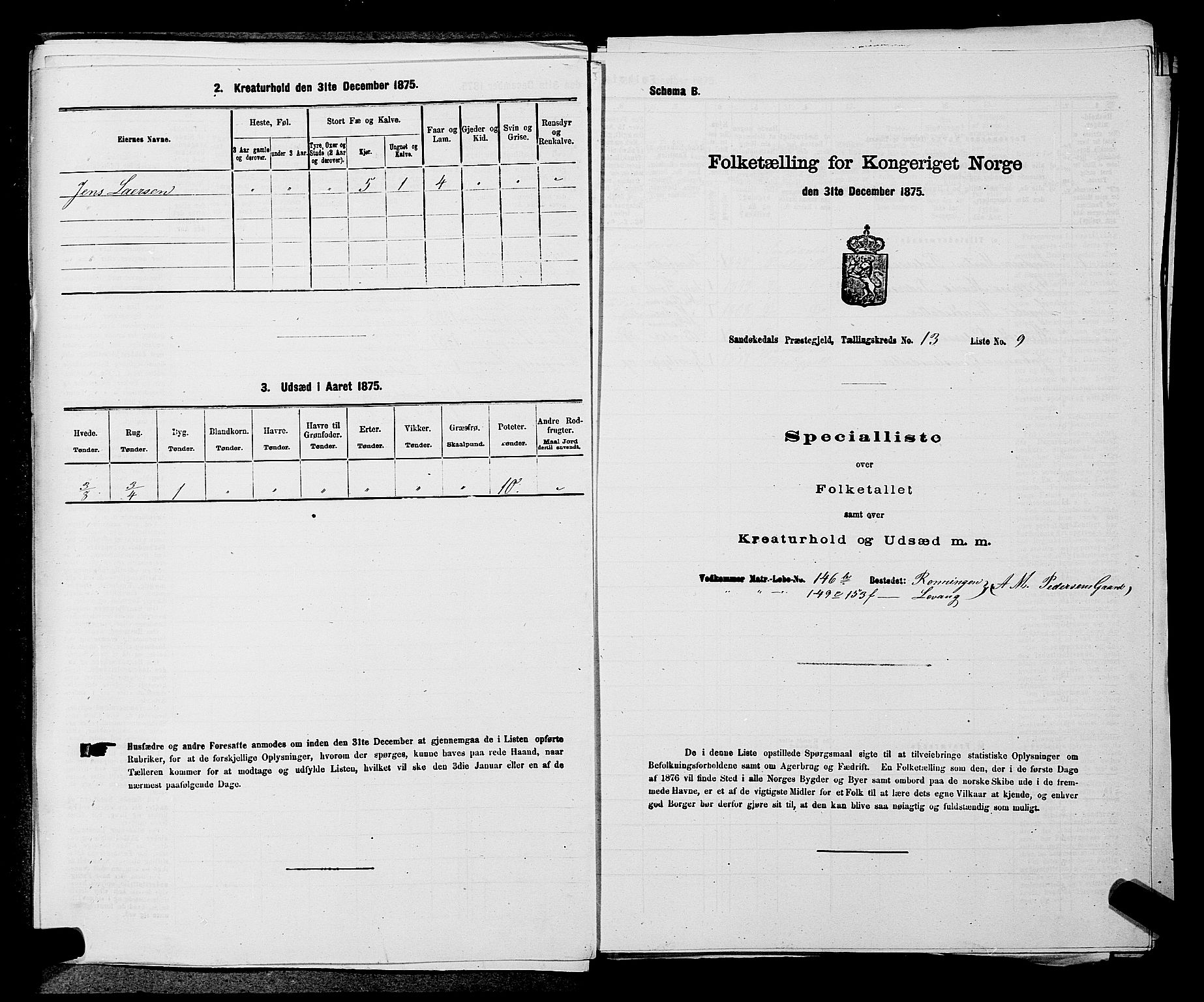 SAKO, 1875 census for 0816P Sannidal, 1875, p. 882