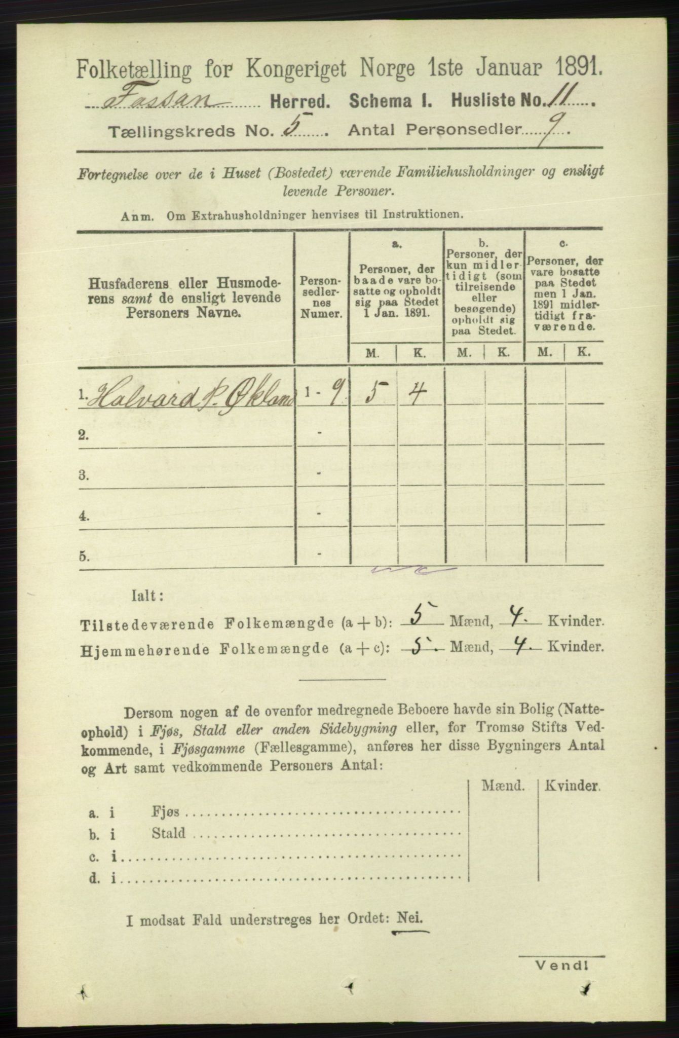 RA, 1891 census for 1129 Forsand, 1891, p. 744