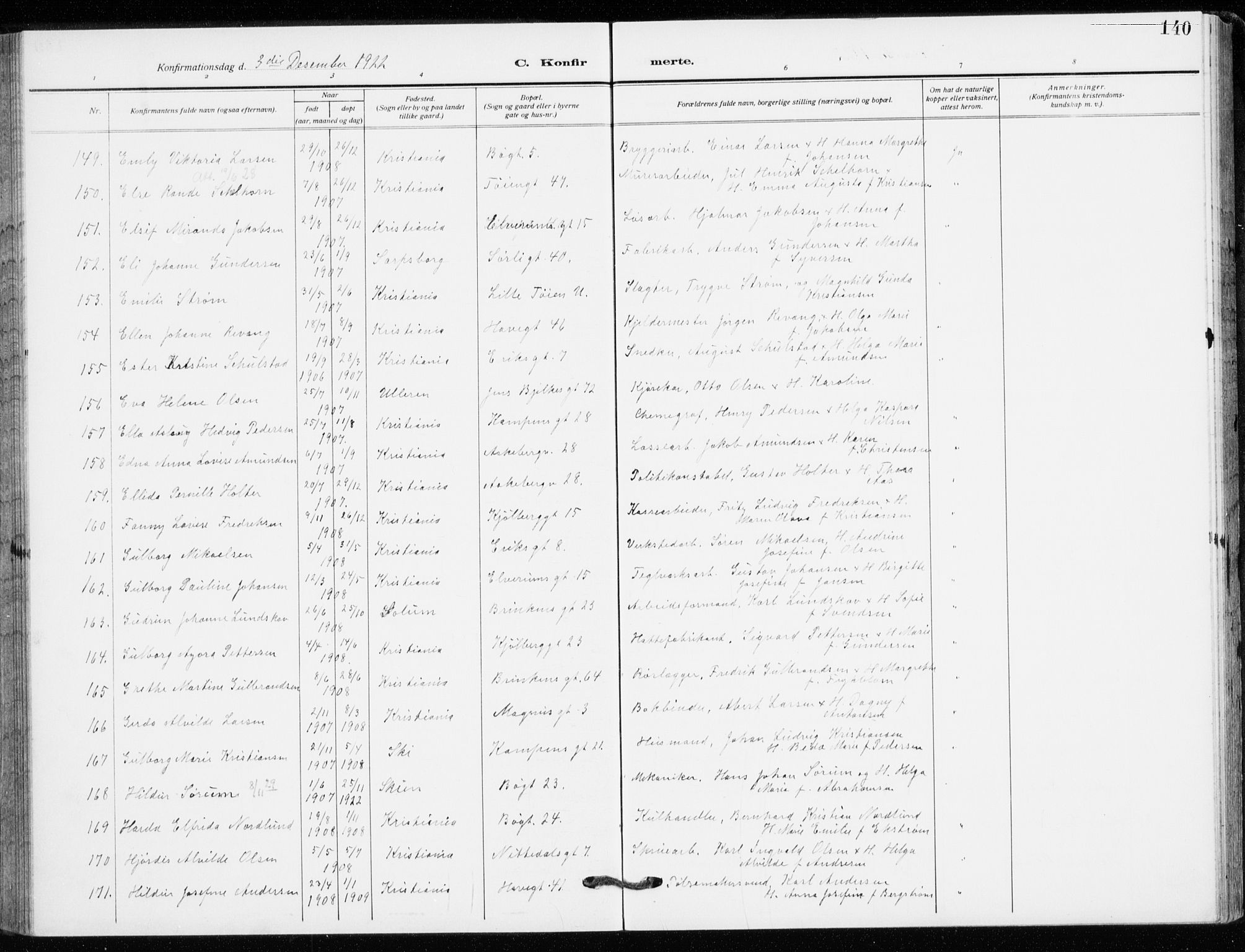 Kampen prestekontor Kirkebøker, SAO/A-10853/F/Fa/L0013: Parish register (official) no. I 13, 1917-1922, p. 140
