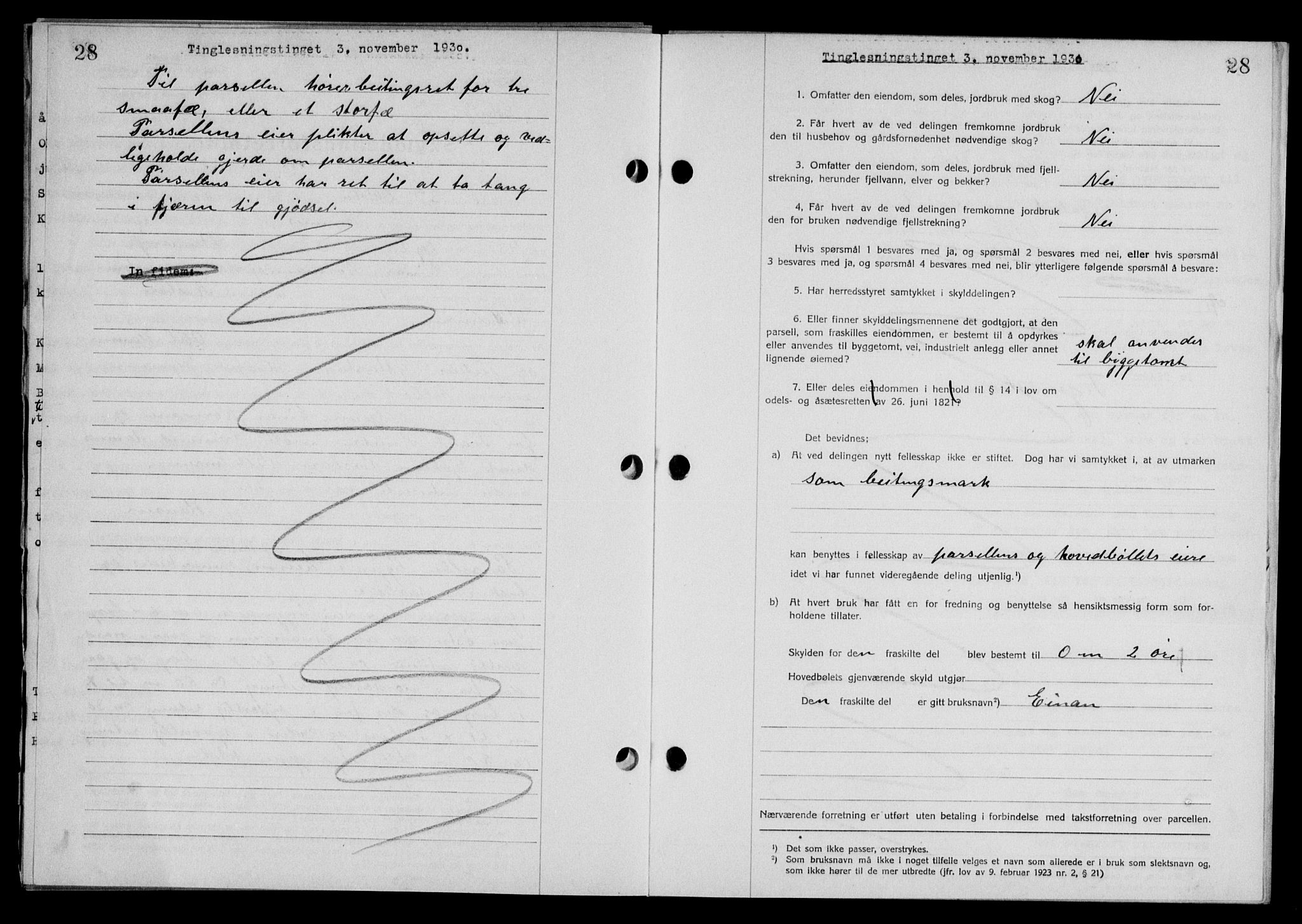 Steigen og Ofoten sorenskriveri, SAT/A-0030/1/2/2C/L0018/0001: Mortgage book no. 20-II og 21, 1930-1931, Deed date: 03.11.1930