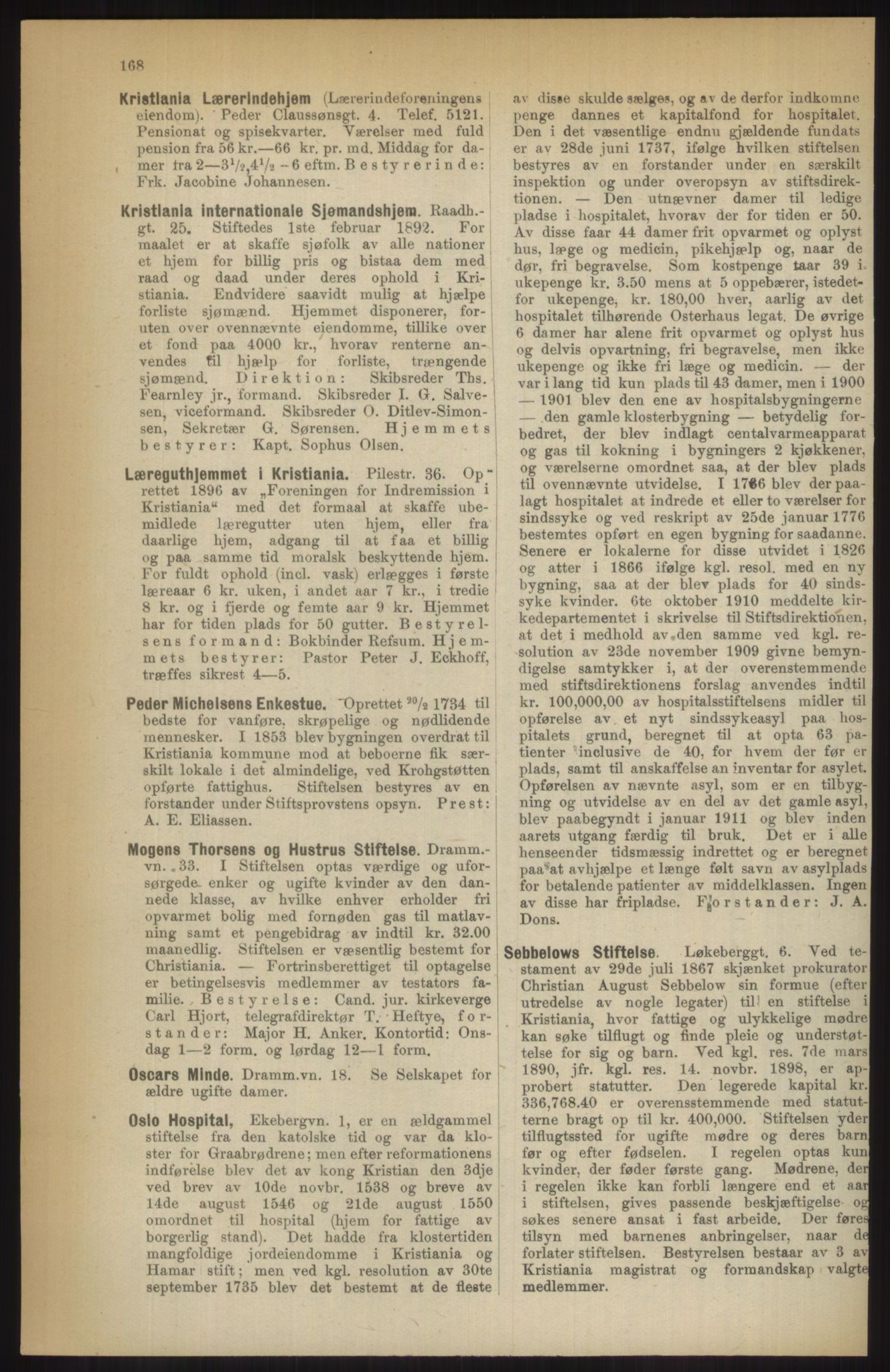 Kristiania/Oslo adressebok, PUBL/-, 1914, p. 168