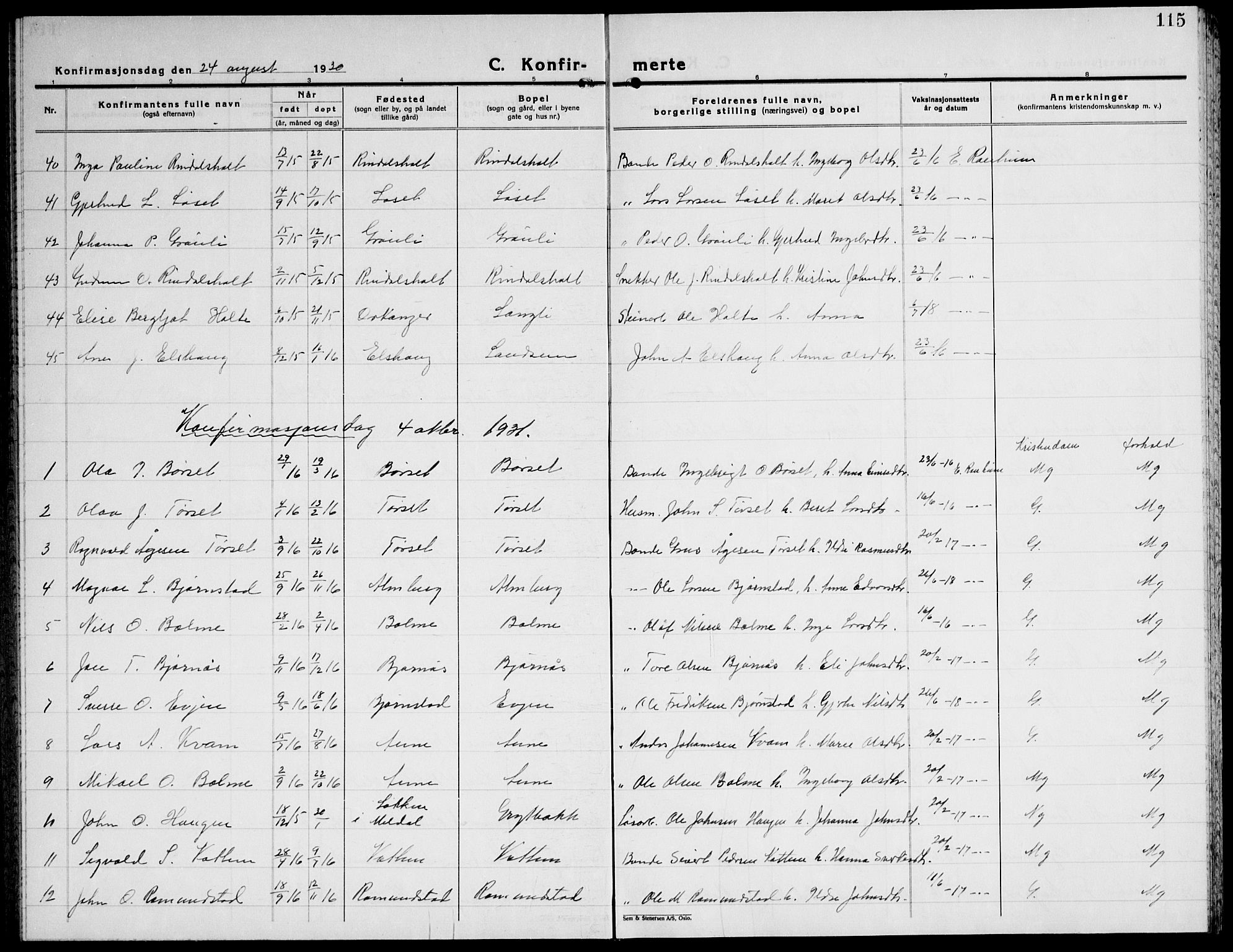 Ministerialprotokoller, klokkerbøker og fødselsregistre - Møre og Romsdal, AV/SAT-A-1454/598/L1080: Parish register (copy) no. 598C05, 1927-1944, p. 115