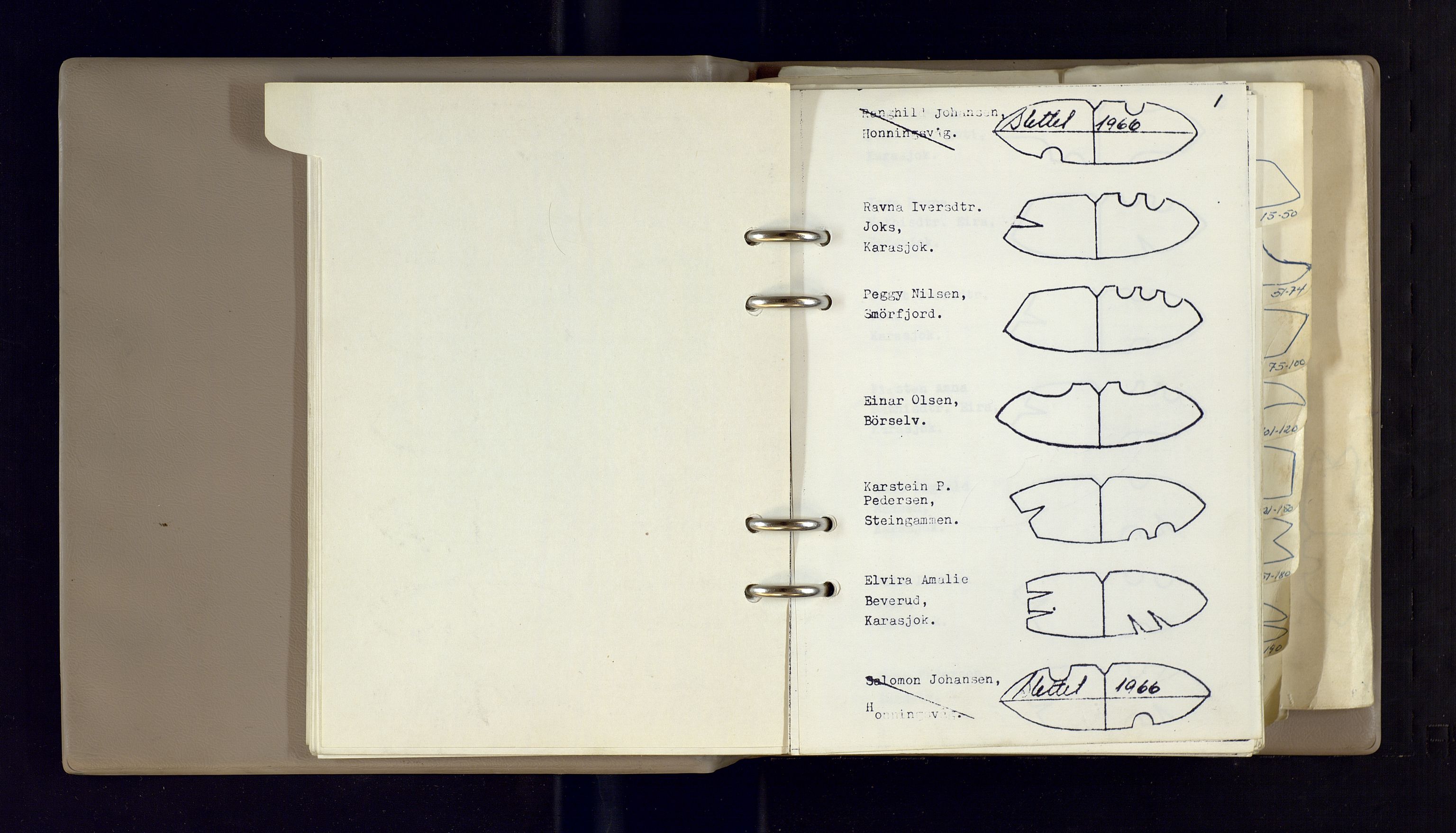 Lappefogden i Finnmark/Reindriftsforvaltningen Øst-Finnmark, AV/SATØ-S-1461/G/Gd/L0001/0002: Reinmerkeregisterprotokoller / Reinmerkeregisterprotokoll for Karasjok reinsogn, 1967-1969, p. 1