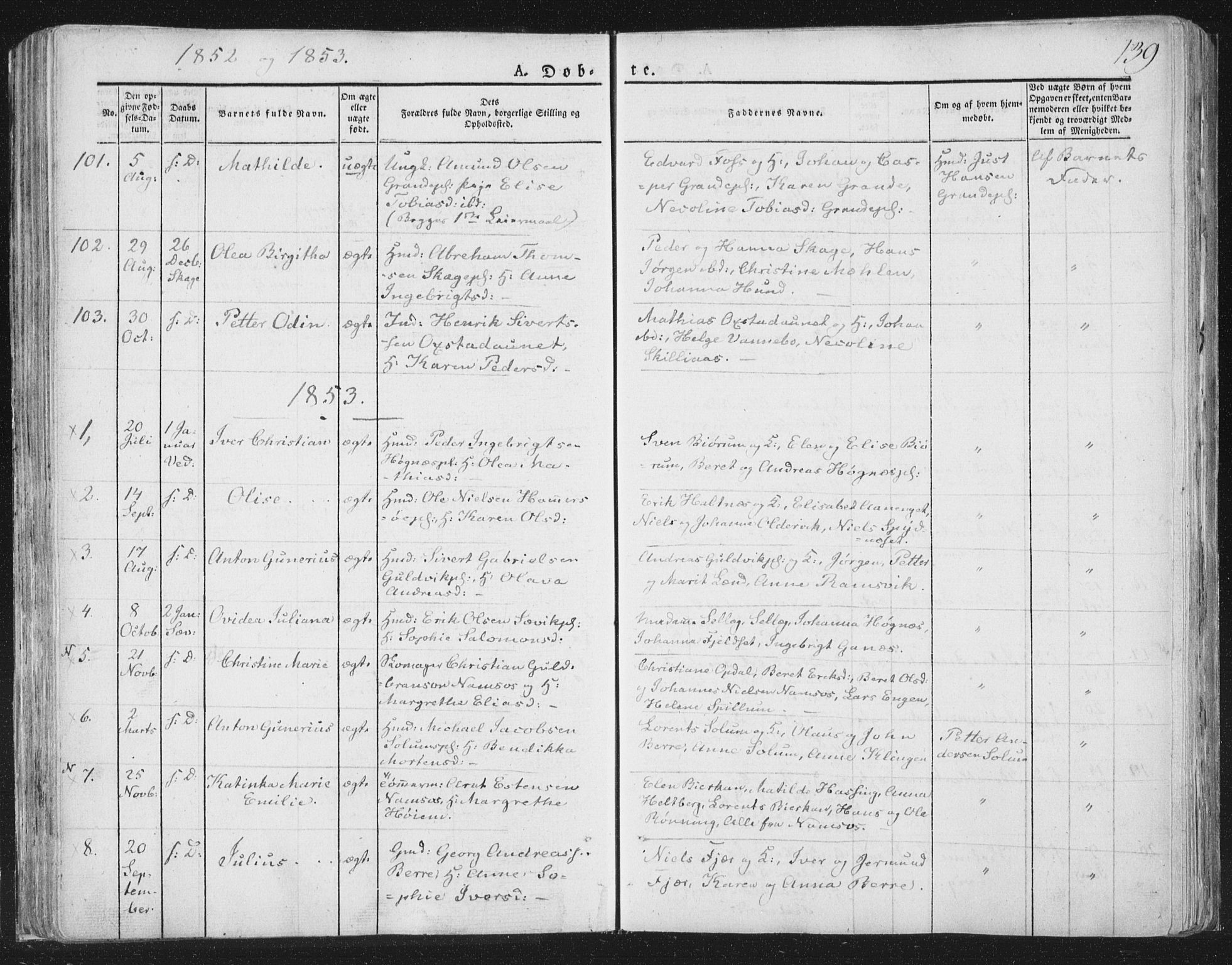 Ministerialprotokoller, klokkerbøker og fødselsregistre - Nord-Trøndelag, SAT/A-1458/764/L0551: Parish register (official) no. 764A07a, 1824-1864, p. 139