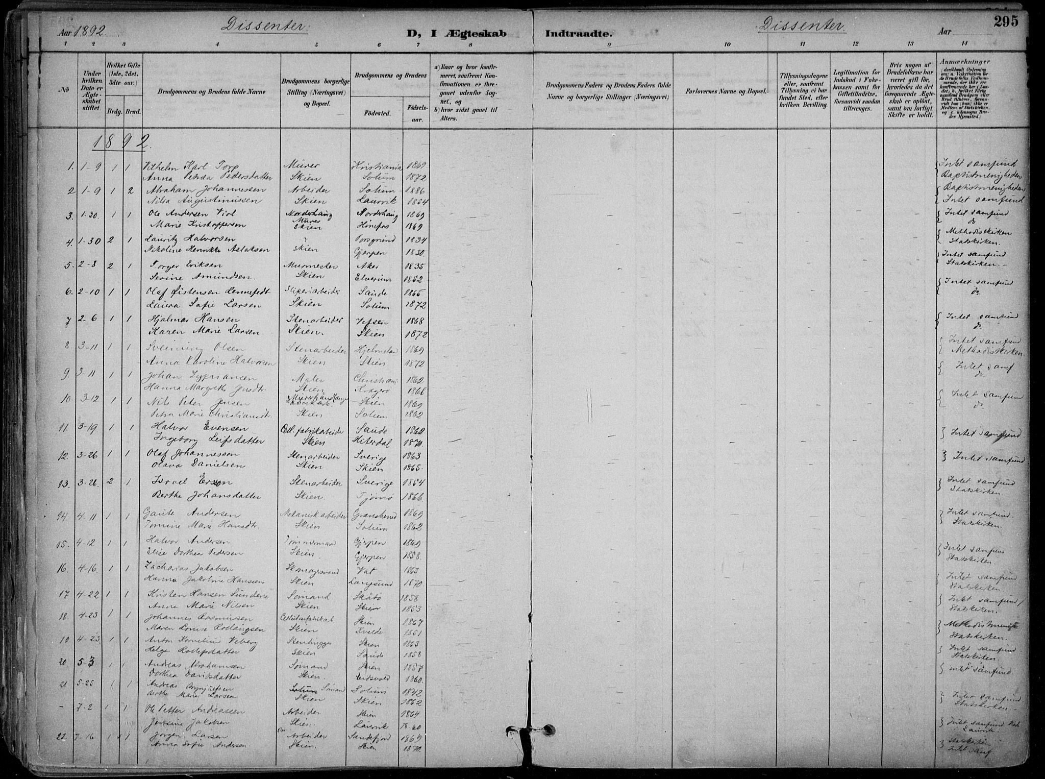 Skien kirkebøker, AV/SAKO-A-302/F/Fa/L0010: Parish register (official) no. 10, 1891-1899, p. 296