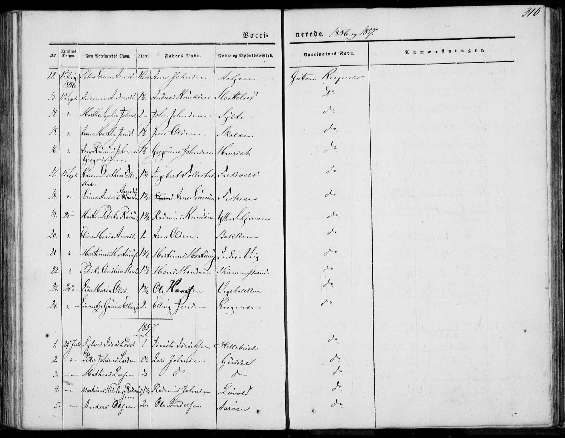 Ministerialprotokoller, klokkerbøker og fødselsregistre - Møre og Romsdal, AV/SAT-A-1454/501/L0006: Parish register (official) no. 501A06, 1844-1868, p. 310