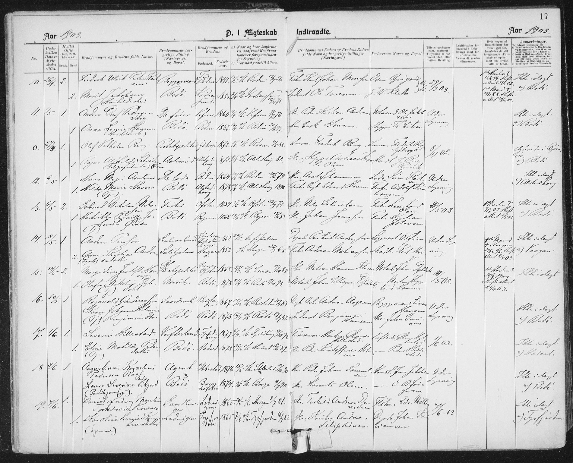 Ministerialprotokoller, klokkerbøker og fødselsregistre - Nordland, SAT/A-1459/801/L0012: Parish register (official) no. 801A12, 1900-1916, p. 17