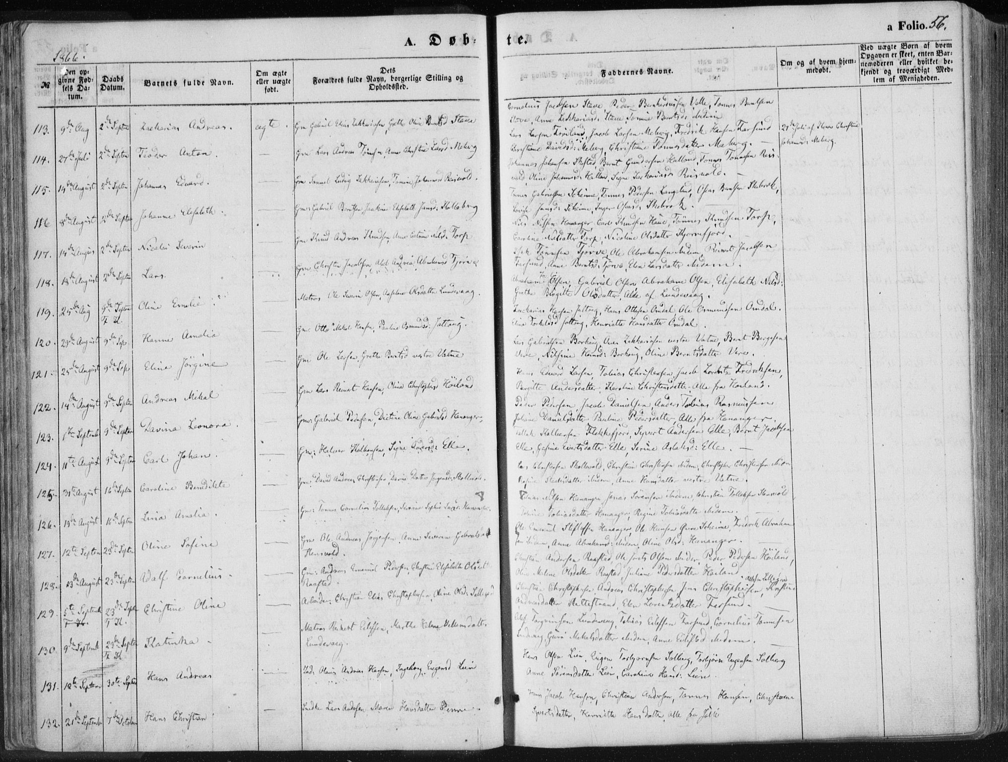 Lista sokneprestkontor, SAK/1111-0027/F/Fa/L0011: Parish register (official) no. A 11, 1861-1878, p. 56