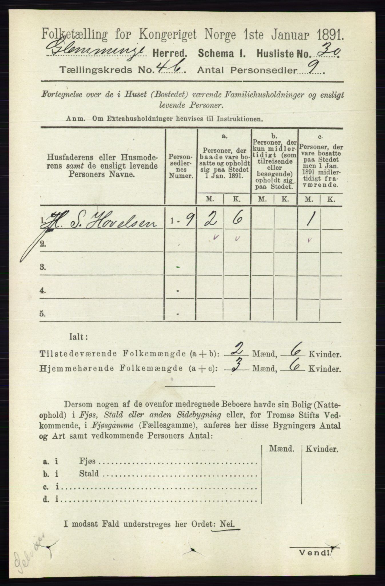 RA, 1891 census for 0132 Glemmen, 1891, p. 4764