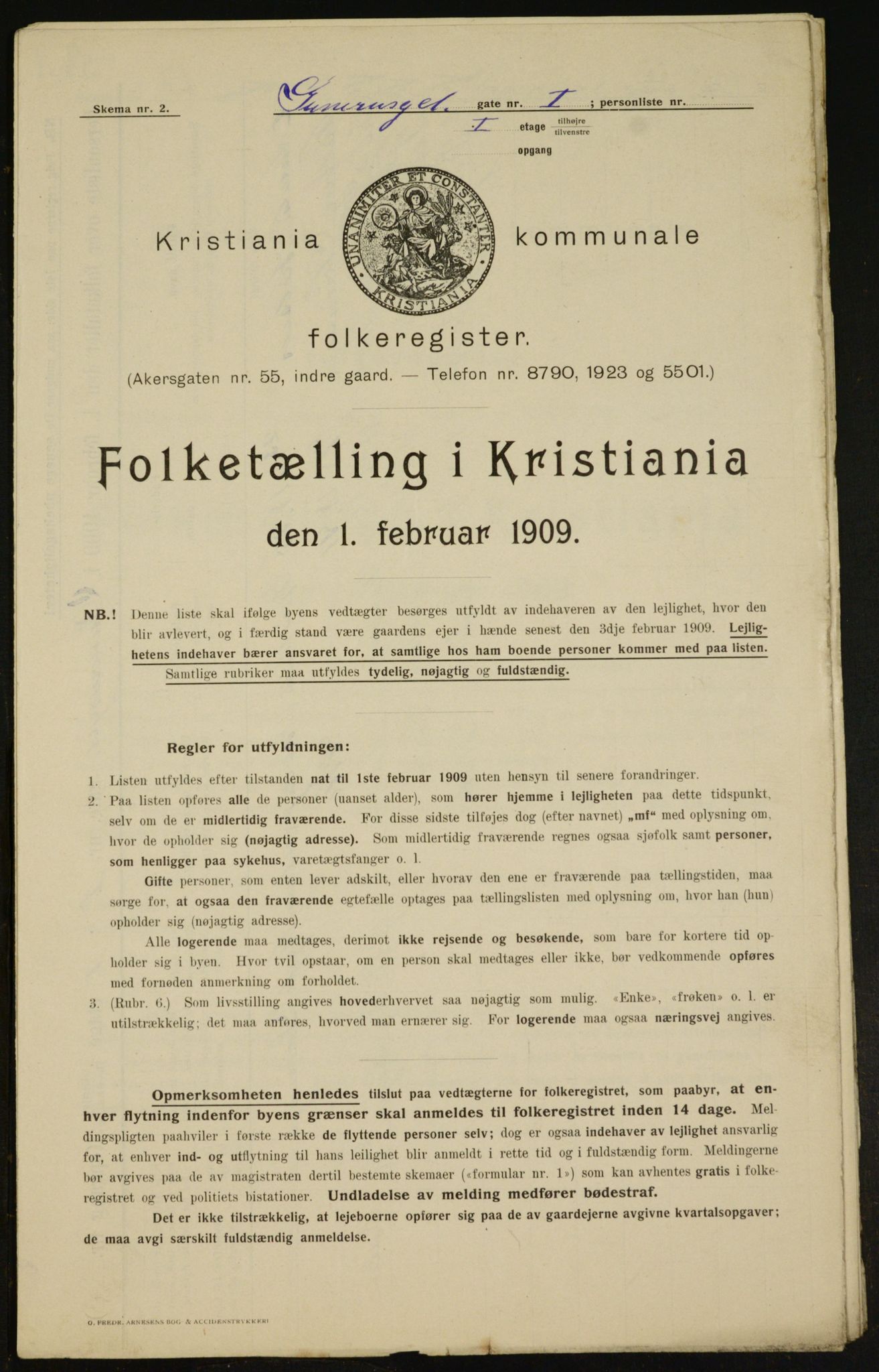 OBA, Municipal Census 1909 for Kristiania, 1909, p. 4638