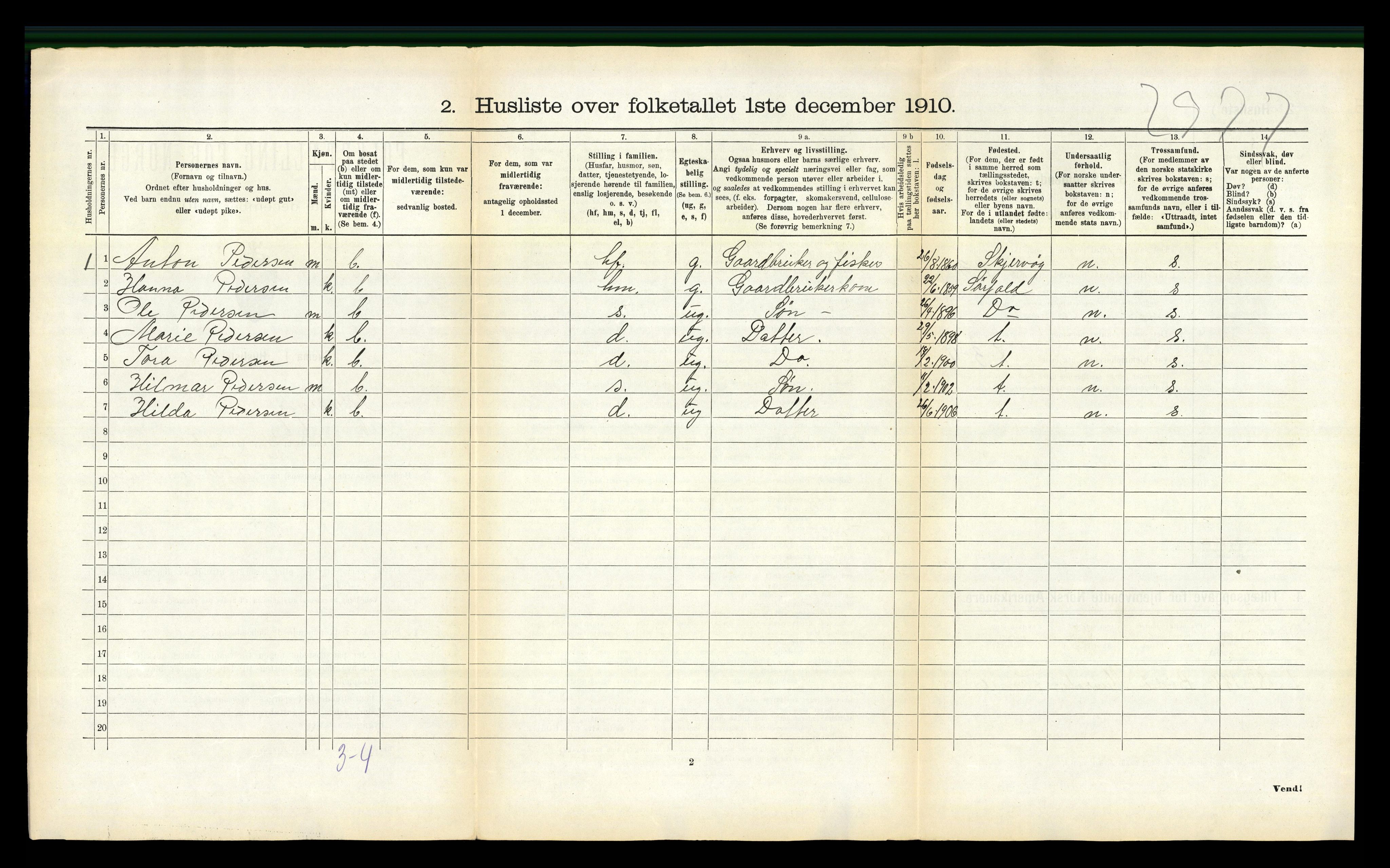 RA, 1910 census for Kjerringøy, 1910, p. 192