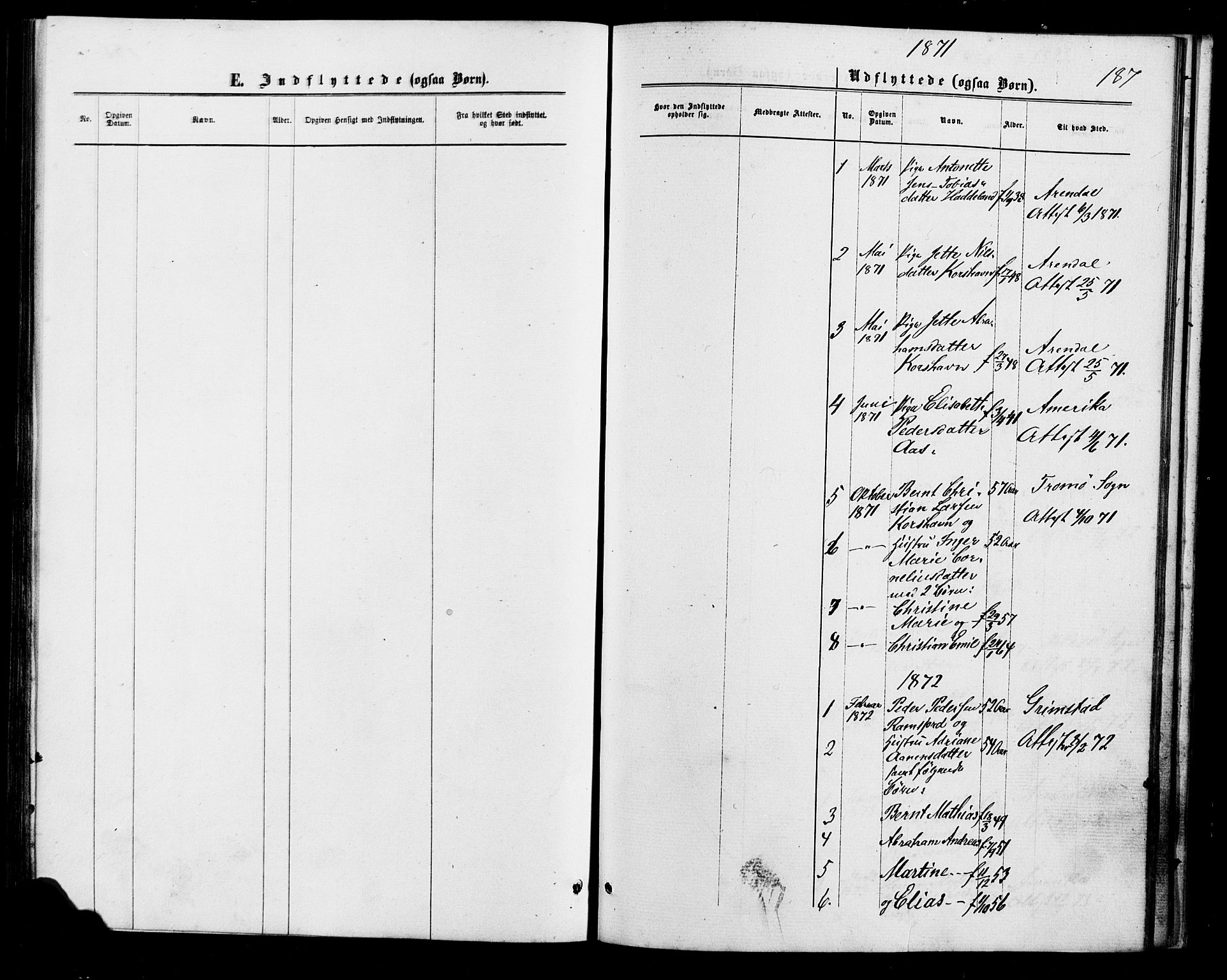 Lyngdal sokneprestkontor, AV/SAK-1111-0029/F/Fa/Faa/L0003: Parish register (official) no. A 3, 1871-1882, p. 187