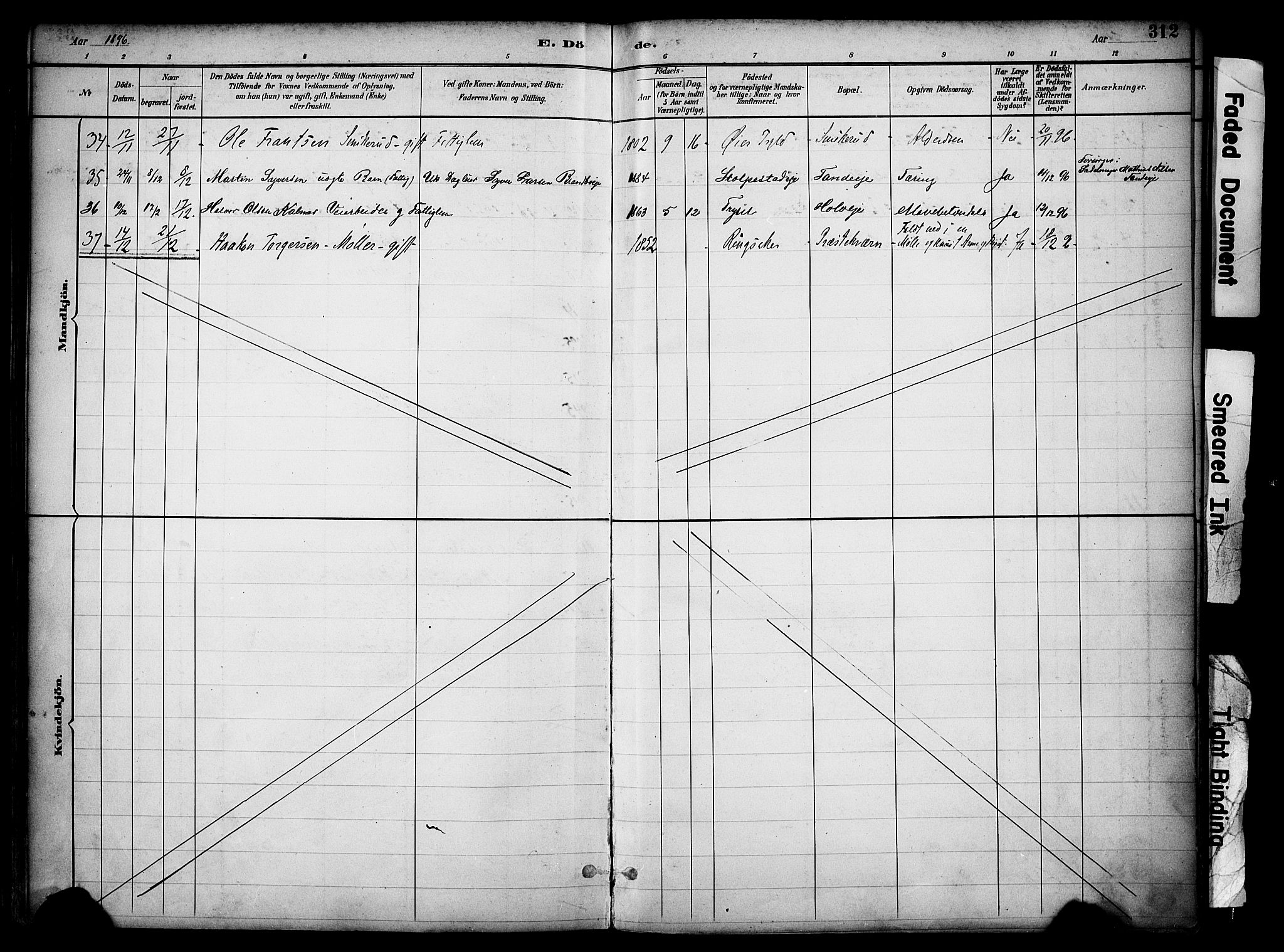 Ringsaker prestekontor, AV/SAH-PREST-014/K/Ka/L0017: Parish register (official) no. 17, 1891-1902, p. 312