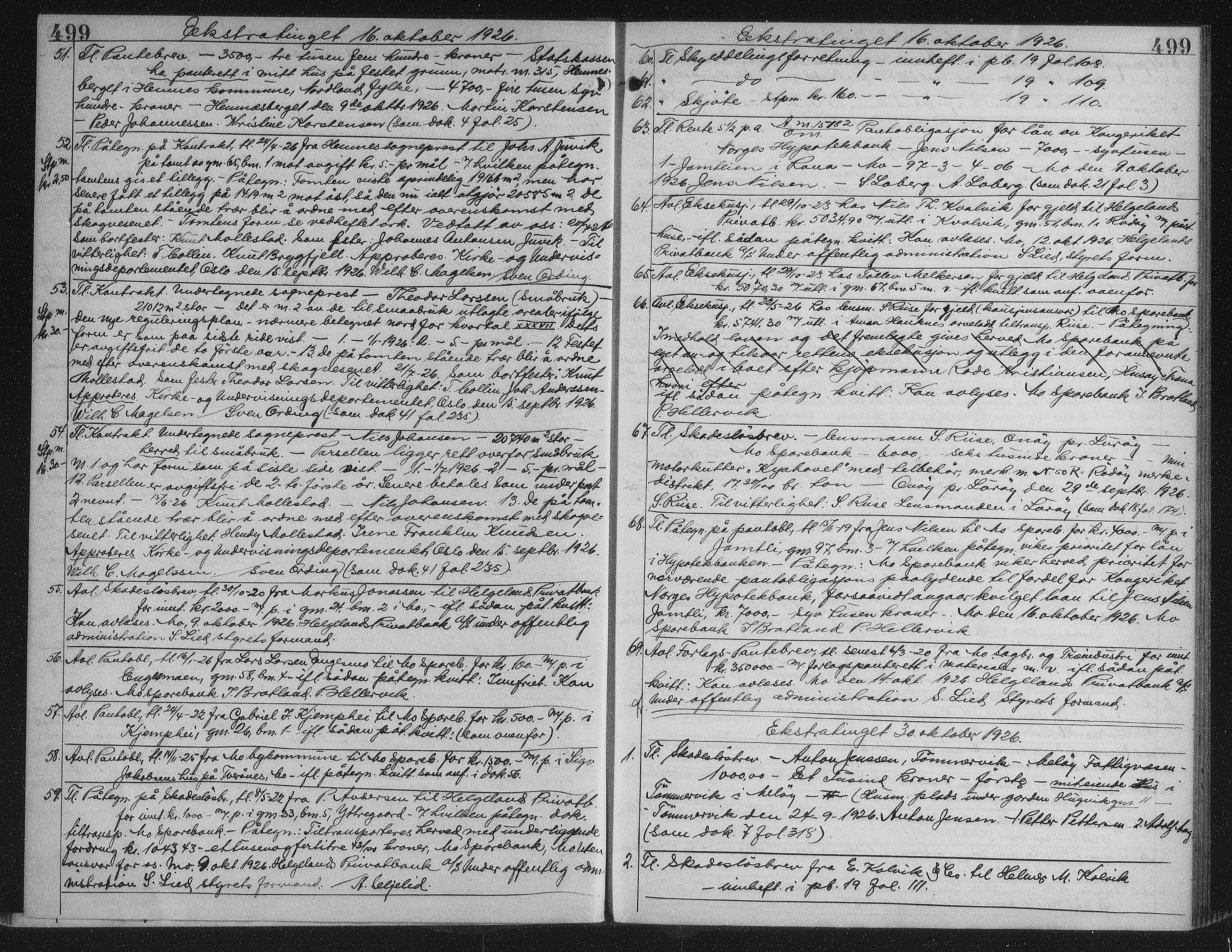 Rana sorenskriveri , AV/SAT-A-1108/1/2/2C/L0018: Mortgage book no. 18, 1923-1928, p. 499, Deed date: 30.10.1926