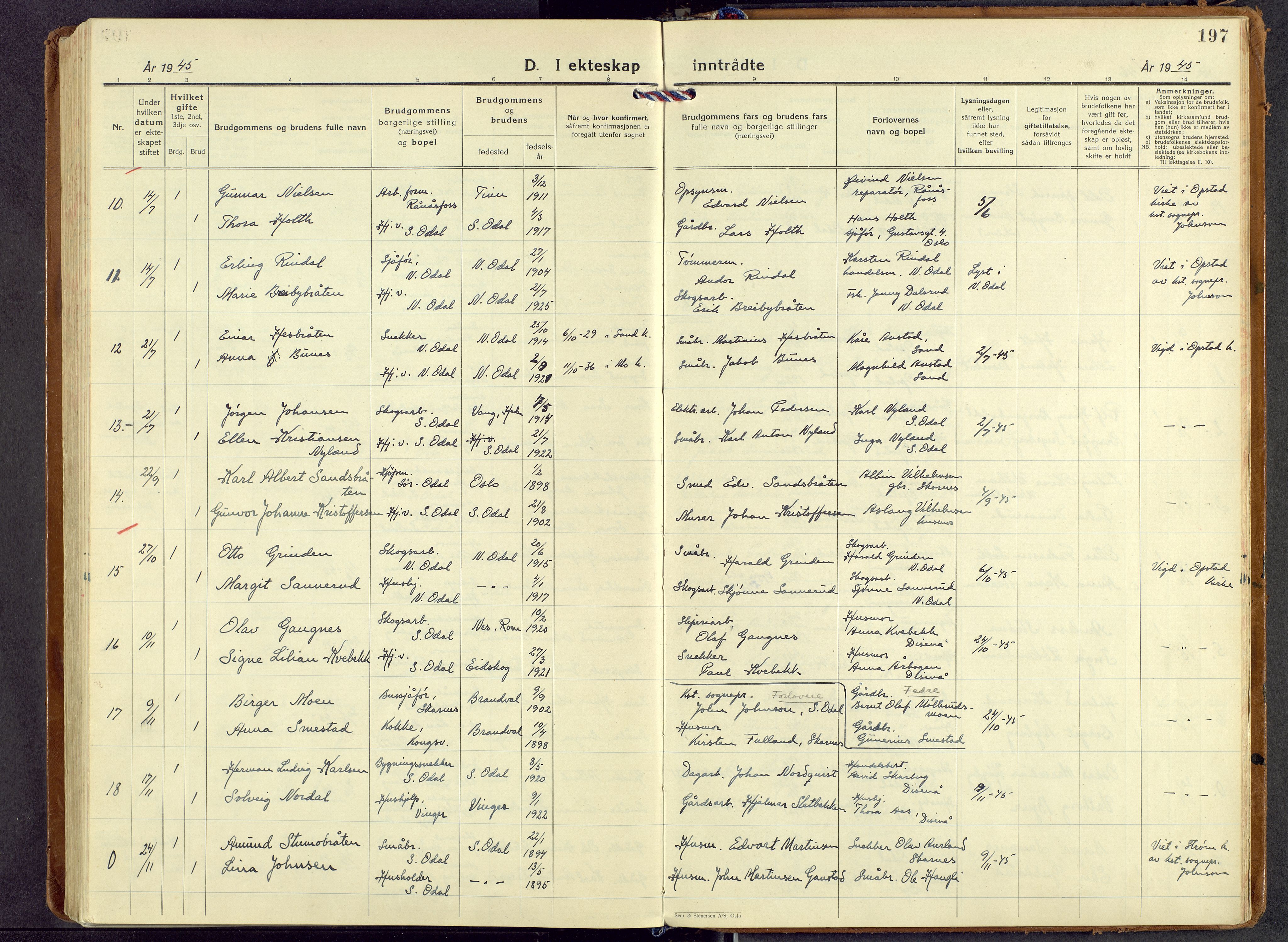 Sør-Odal prestekontor, AV/SAH-PREST-030/H/Ha/Haa/L0017: Parish register (official) no. 17, 1927-1980, p. 197