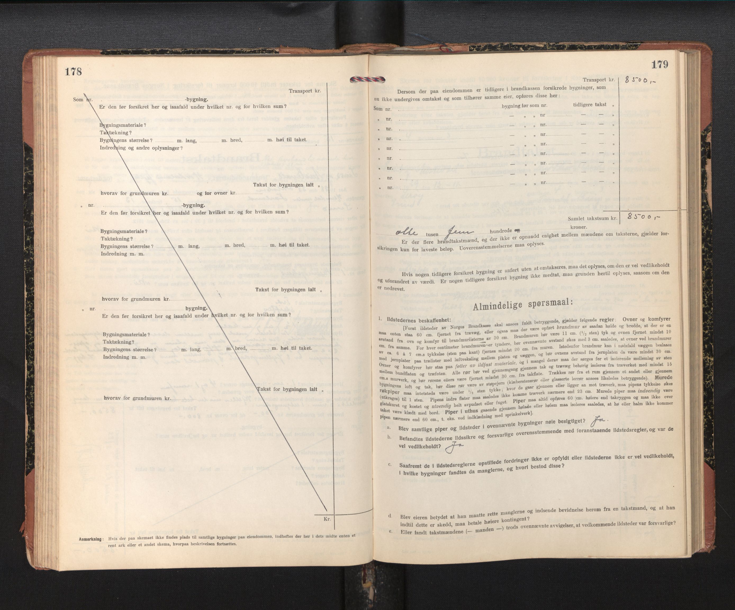 Lensmannen i Sund og Austevoll, SAB/A-35201/0012/L0004: Branntakstprotokoll, skjematakst, 1917-1949, p. 178-179