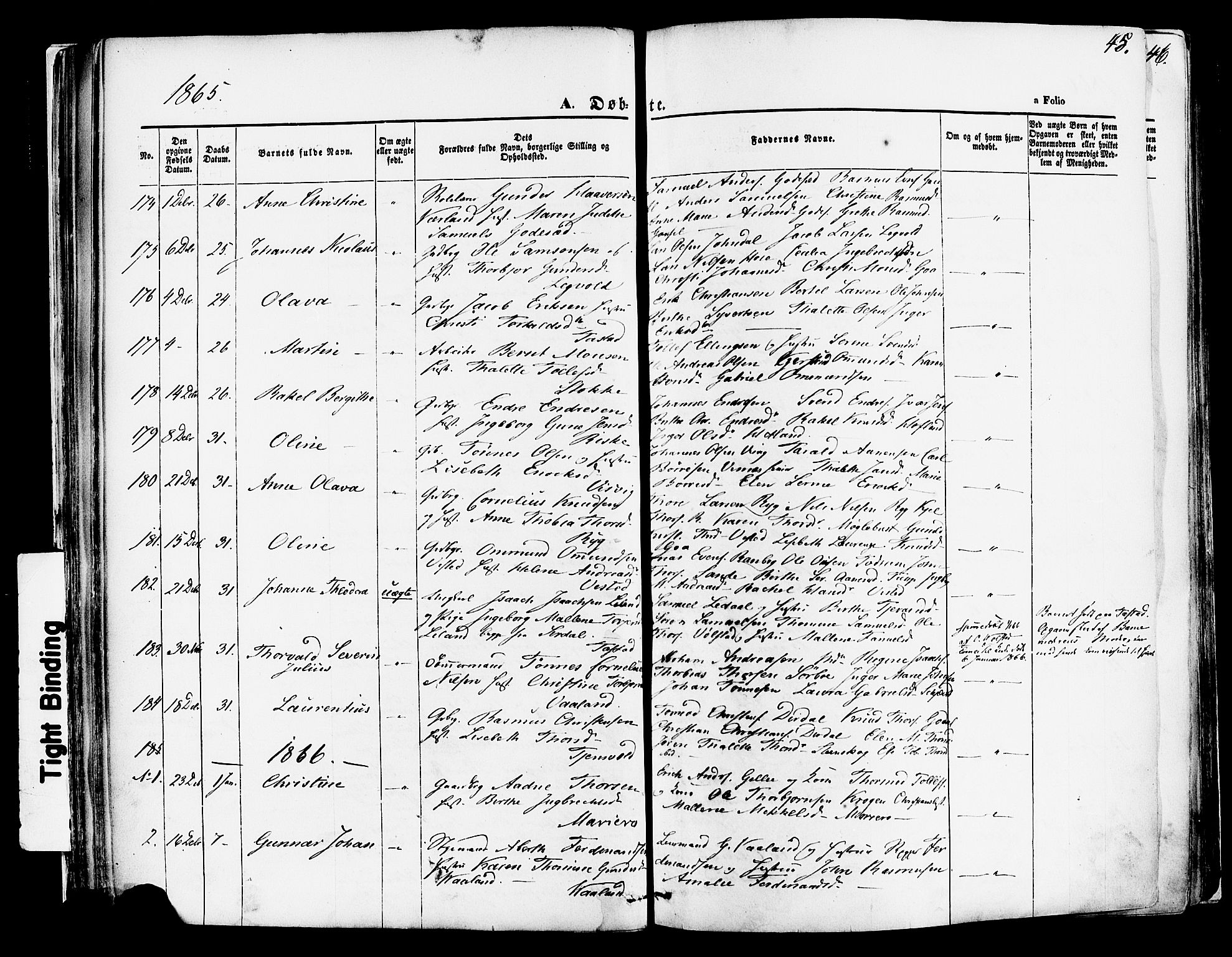 Hetland sokneprestkontor, SAST/A-101826/30/30BA/L0003: Parish register (official) no. A 3, 1862-1876, p. 45