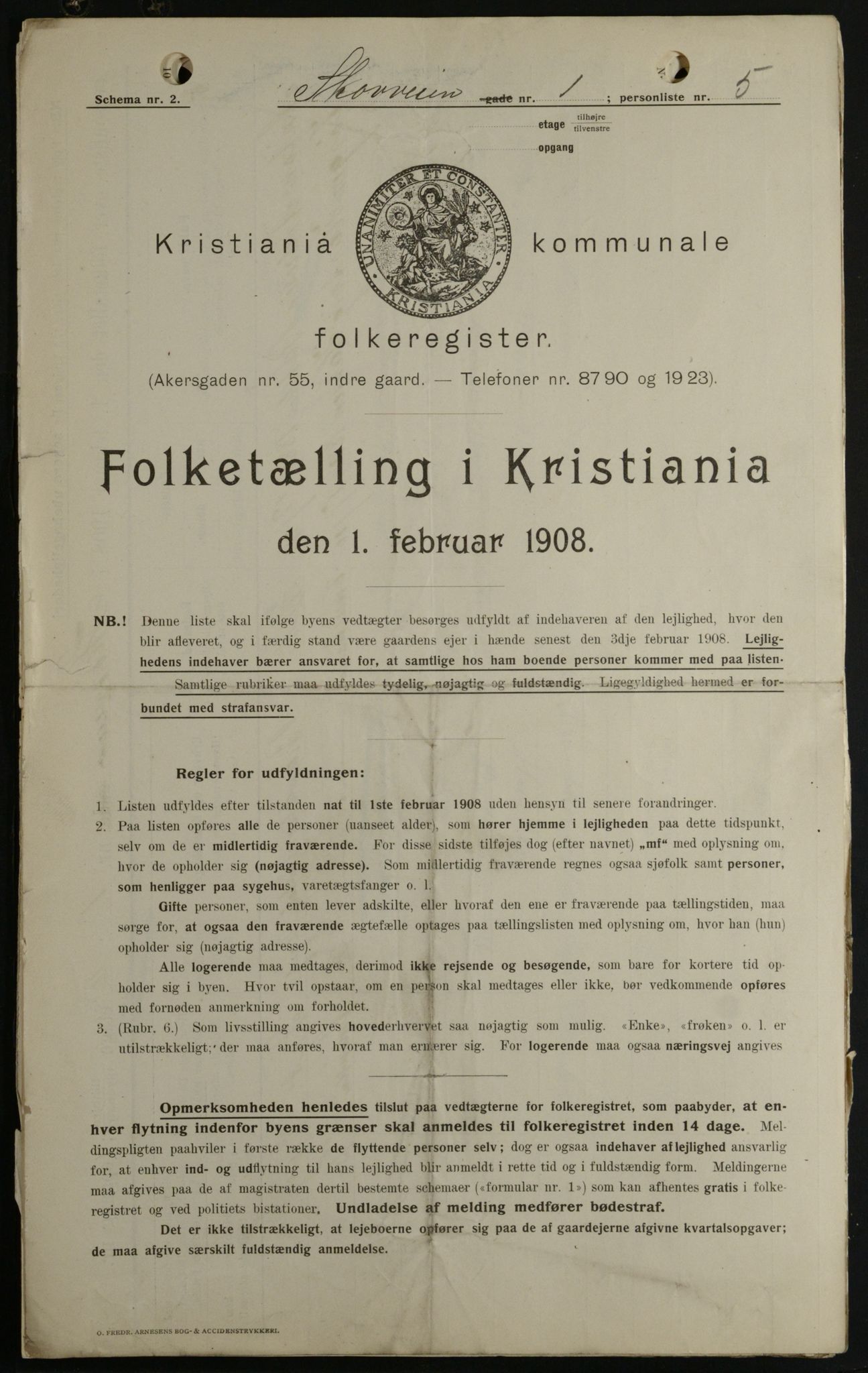 OBA, Municipal Census 1908 for Kristiania, 1908, p. 86733