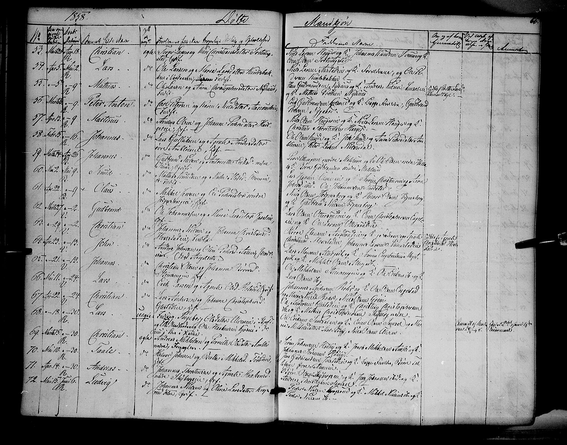 Ringsaker prestekontor, AV/SAH-PREST-014/K/Ka/L0009: Parish register (official) no. 9, 1850-1860, p. 66