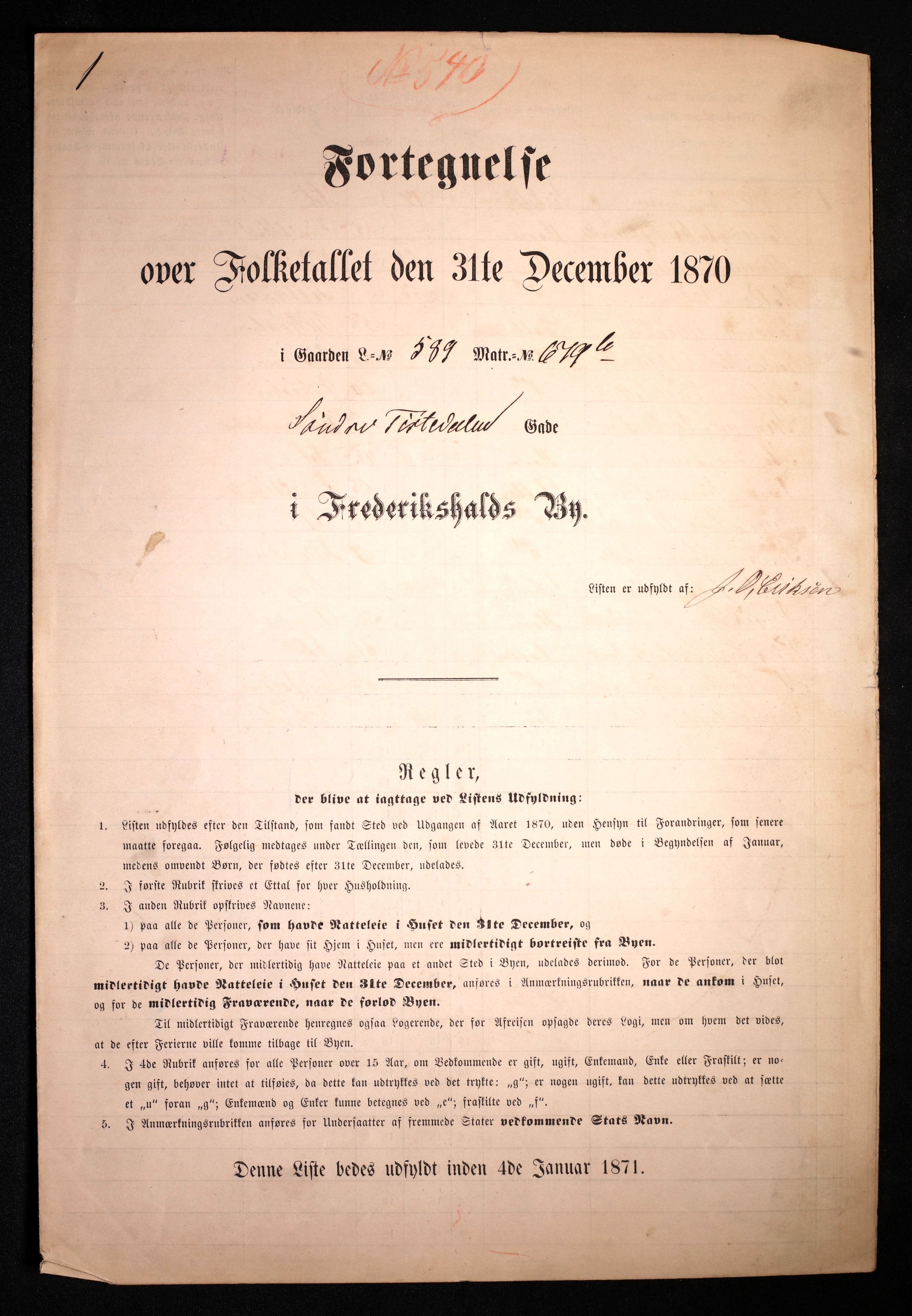 RA, 1870 census for 0101 Fredrikshald, 1870, p. 2243