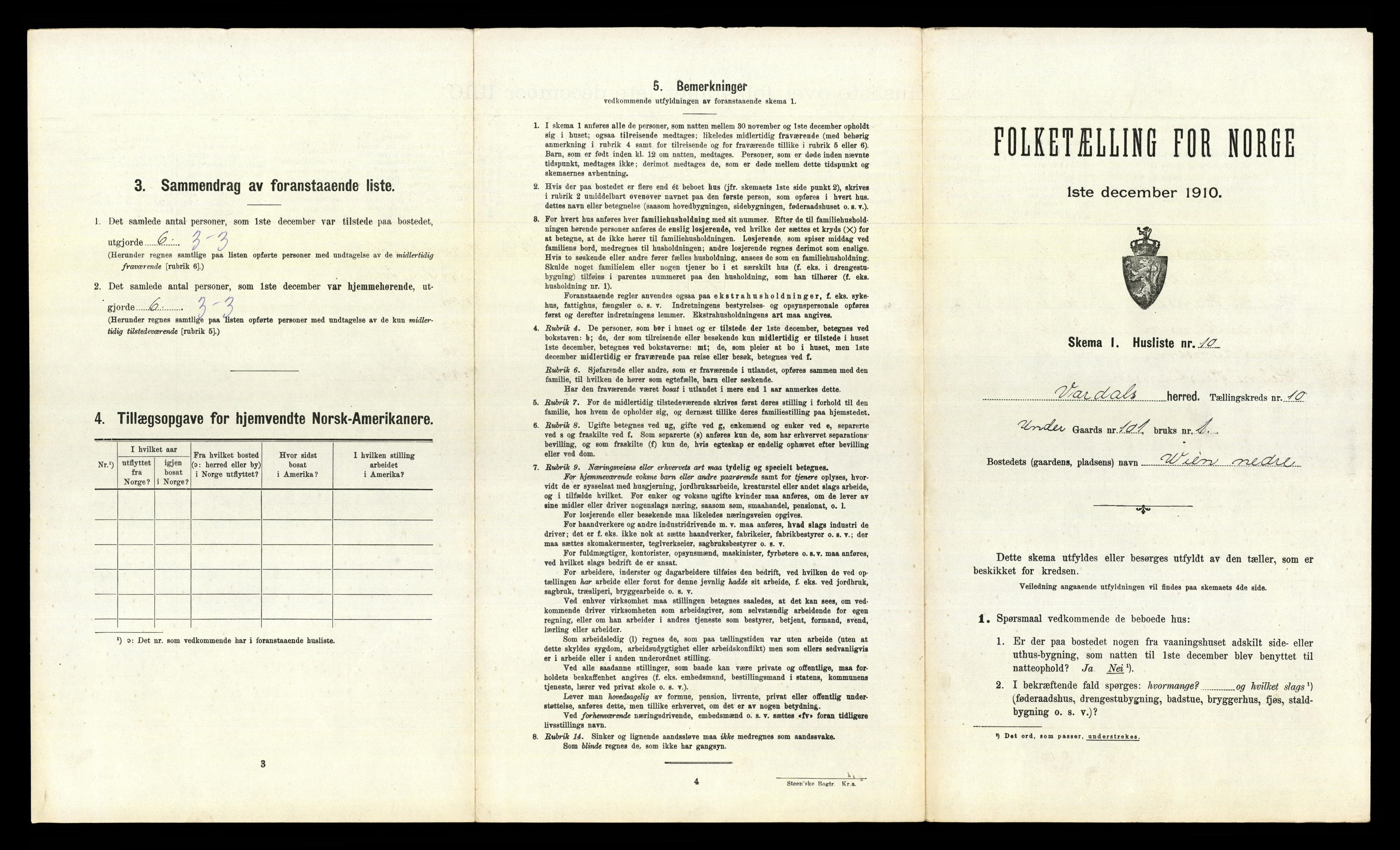 RA, 1910 census for Vardal, 1910, p. 1426