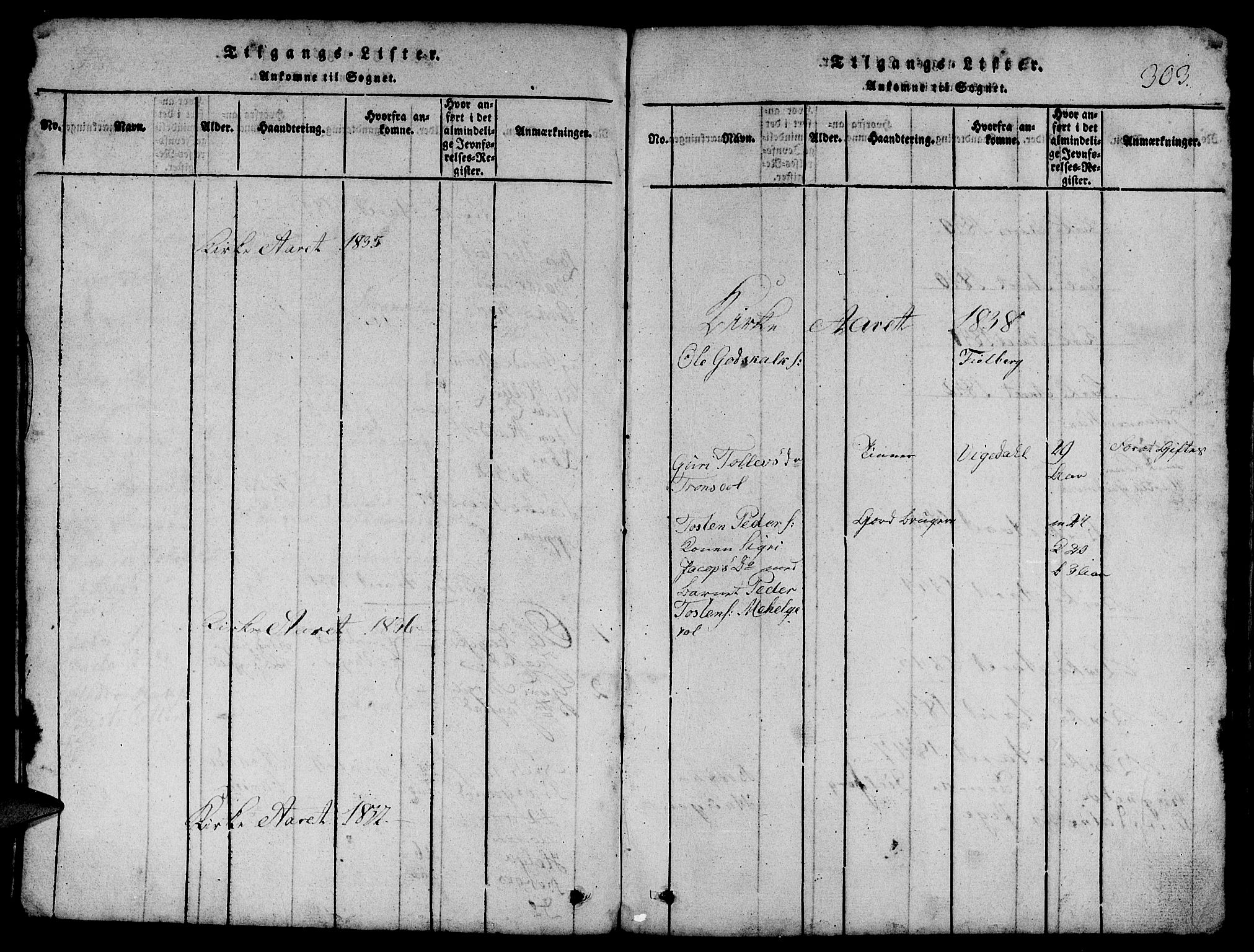 Etne sokneprestembete, SAB/A-75001/H/Hab: Parish register (copy) no. B 1, 1815-1850, p. 303