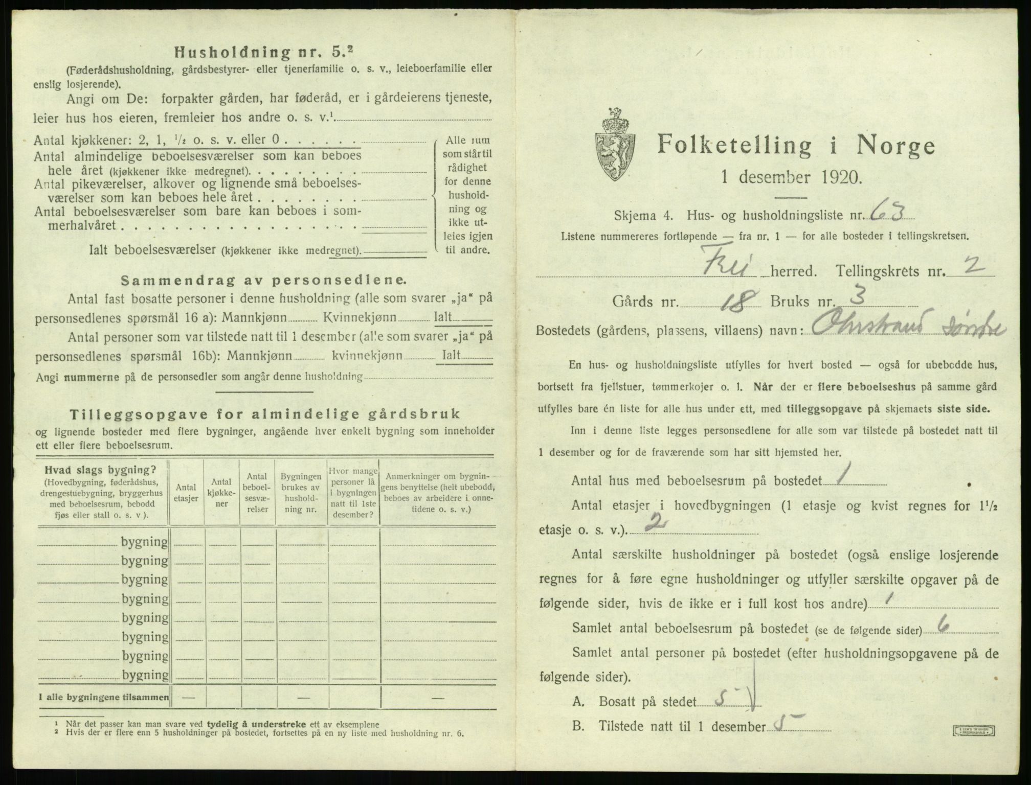 SAT, 1920 census for Frei, 1920, p. 253