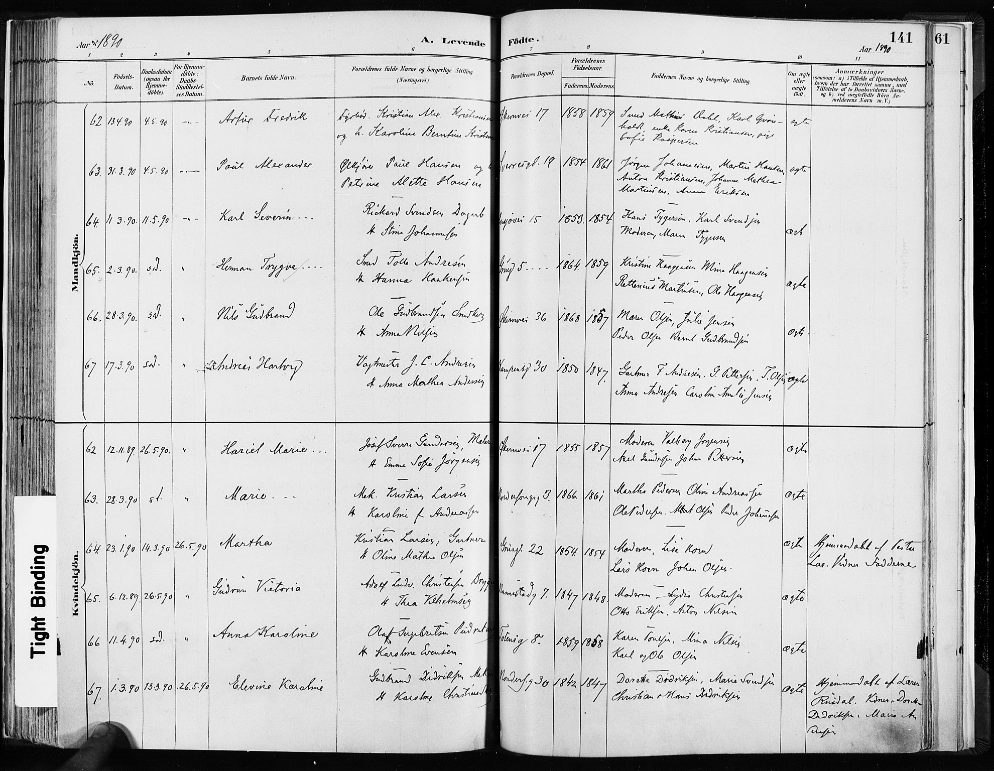 Kampen prestekontor Kirkebøker, AV/SAO-A-10853/F/Fa/L0003: Parish register (official) no. I 3, 1886-1892, p. 141