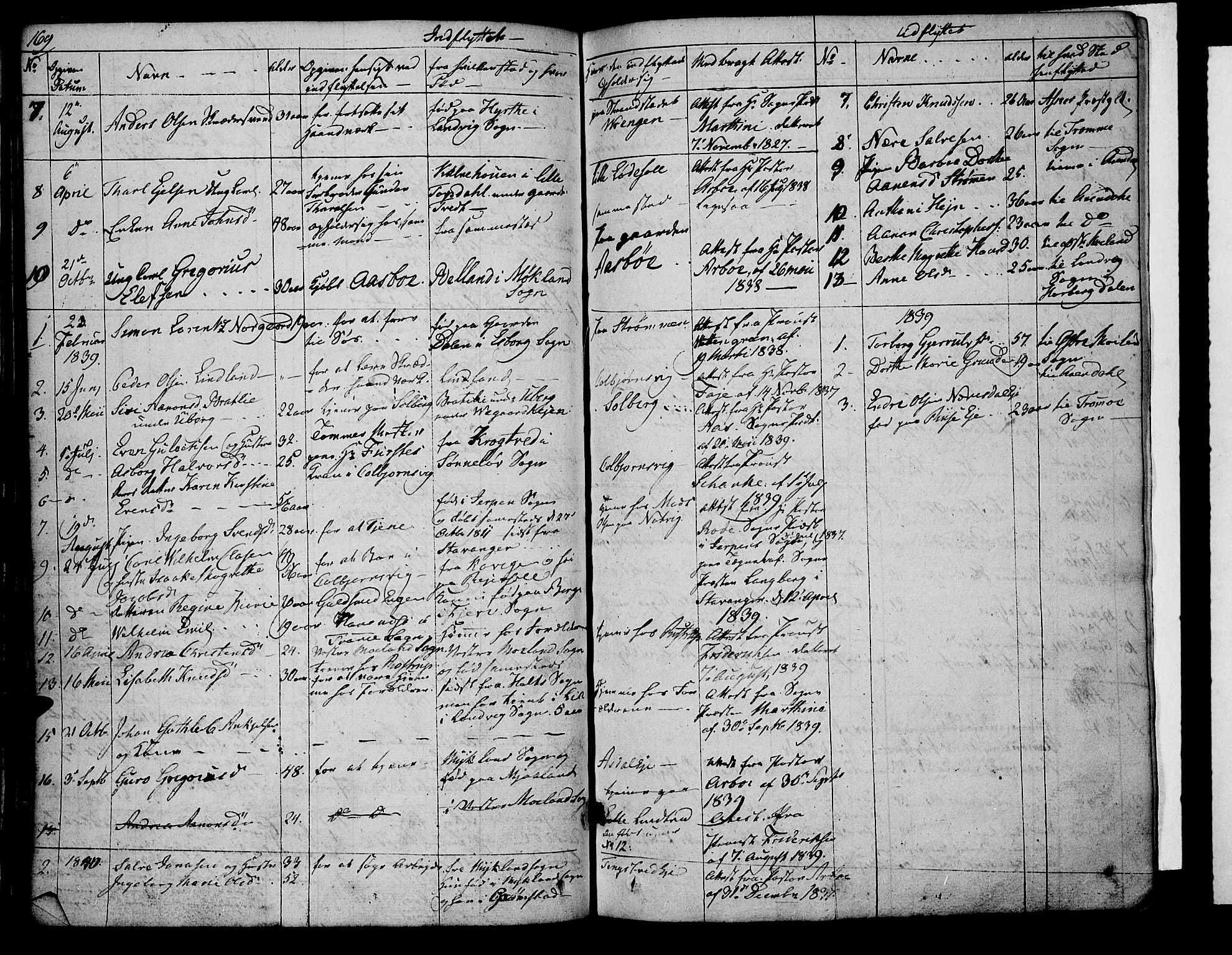 Øyestad sokneprestkontor, SAK/1111-0049/F/Fb/L0005: Parish register (copy) no. B 5, 1833-1843, p. 169