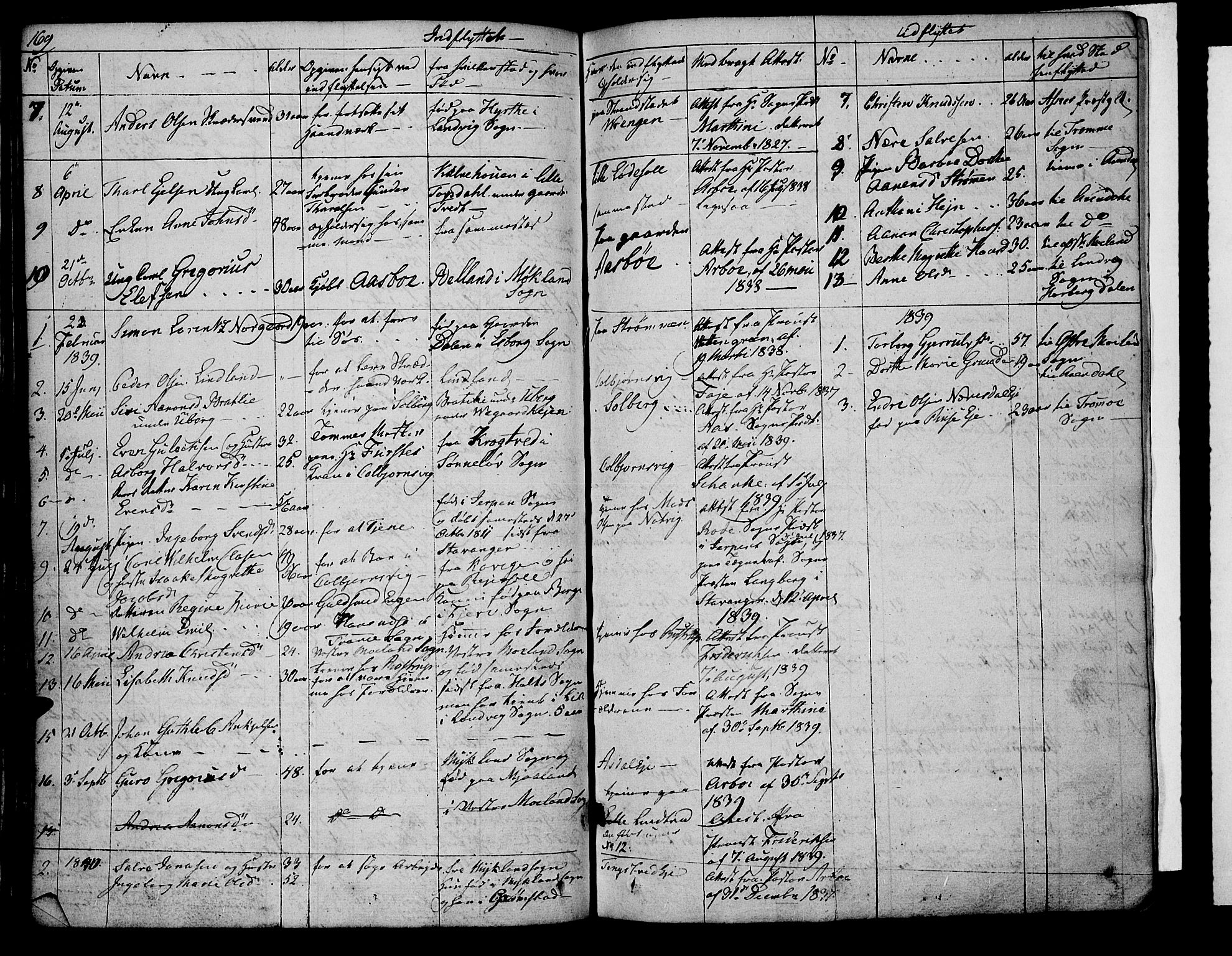 Øyestad sokneprestkontor, AV/SAK-1111-0049/F/Fb/L0005: Parish register (copy) no. B 5, 1833-1843, p. 169