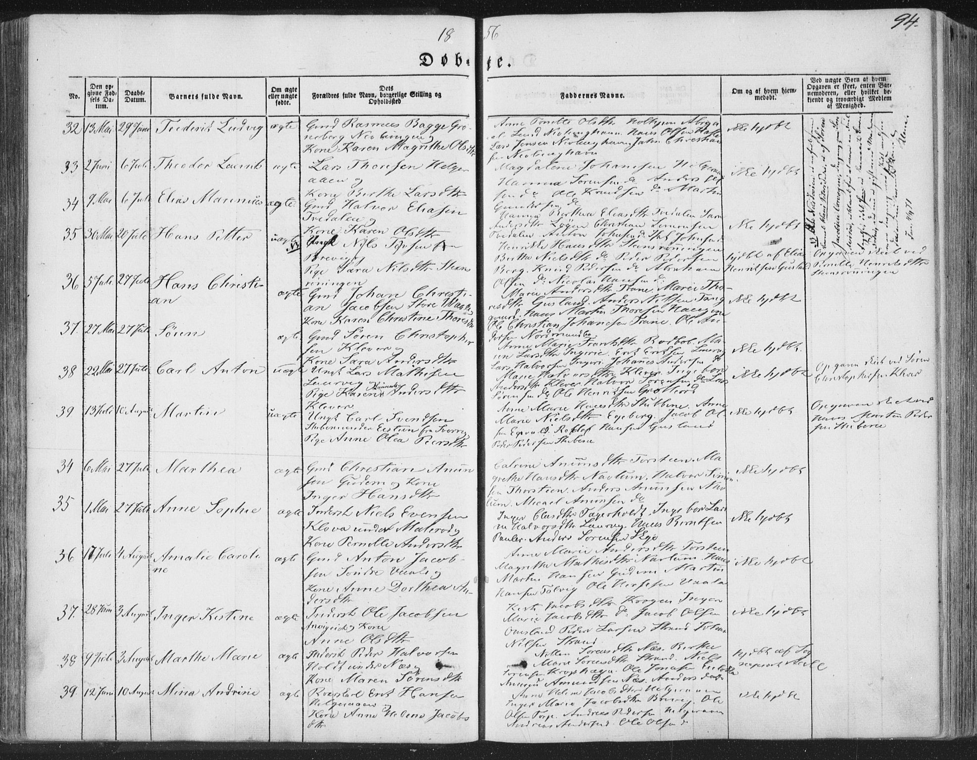 Brunlanes kirkebøker, AV/SAKO-A-342/F/Fa/L0004: Parish register (official) no. I 4, 1846-1862, p. 94