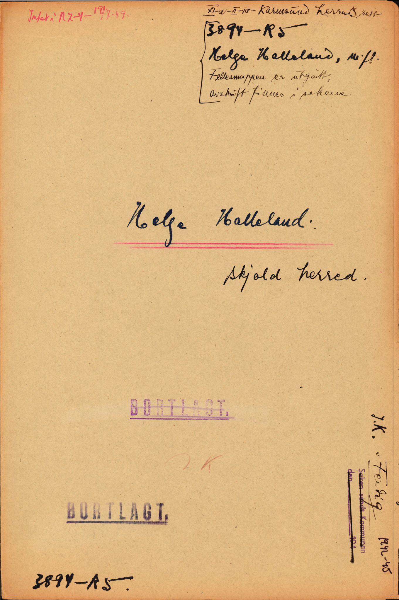 Forsvarsdepartementet, 10. kontor / Oppgjørskontoret, RA/RAFA-1225/D/Dd/L0351: Rogaland, 1941-1958, p. 88