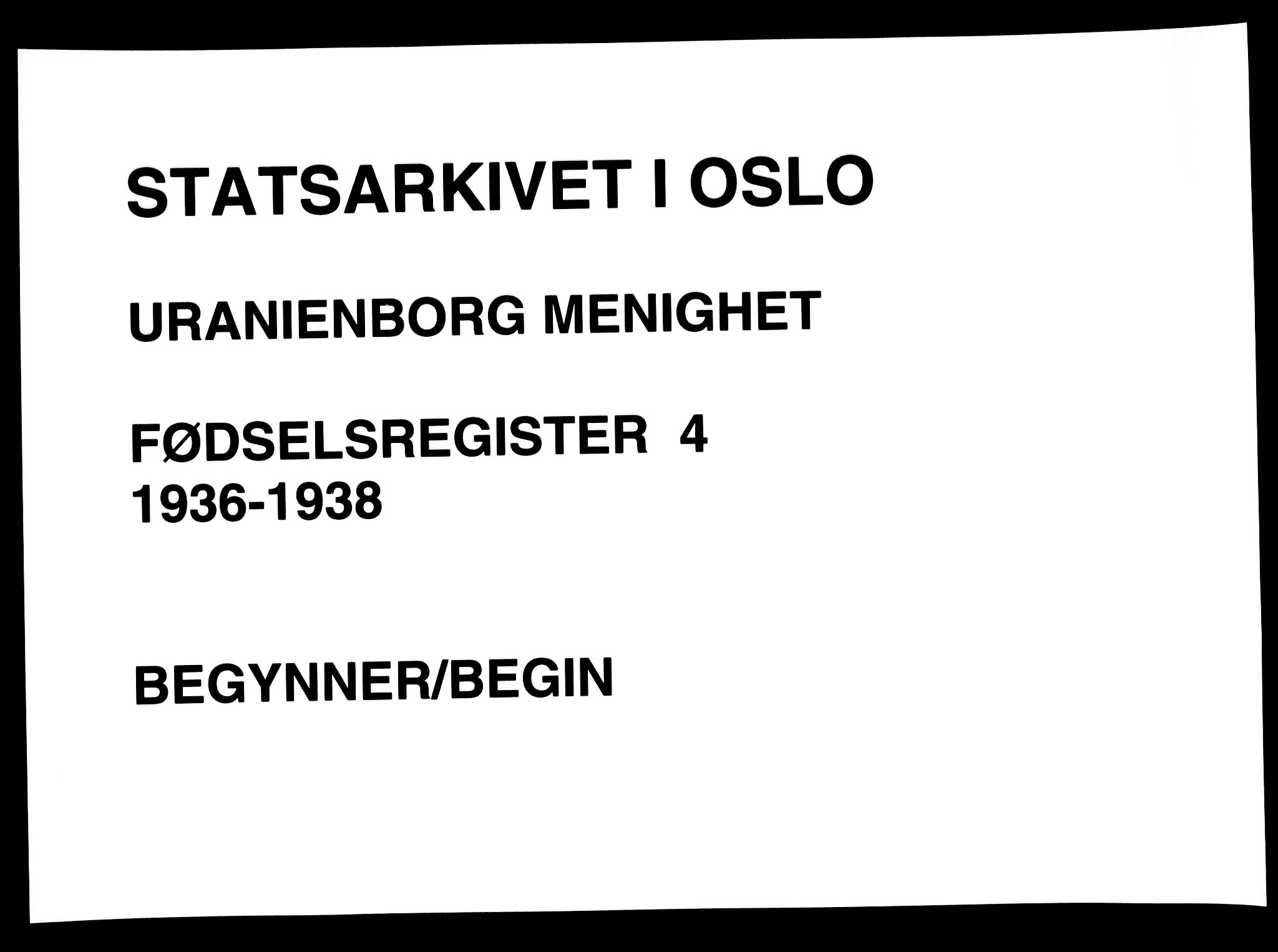 Uranienborg prestekontor Kirkebøker, AV/SAO-A-10877/J/Ja/L0004: Birth register no. 4, 1936-1938