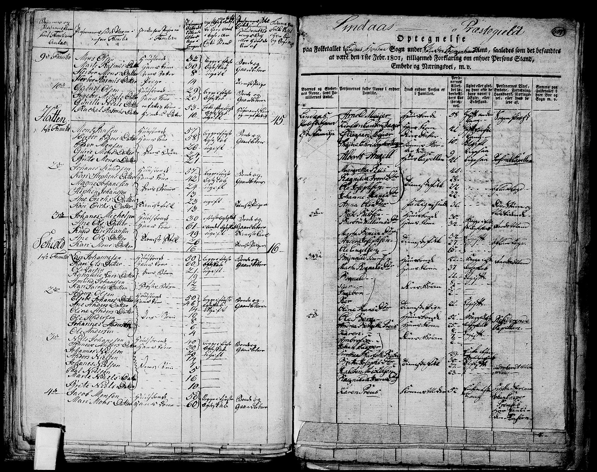 RA, 1801 census for 1263P Lindås, 1801, p. 606b-607a