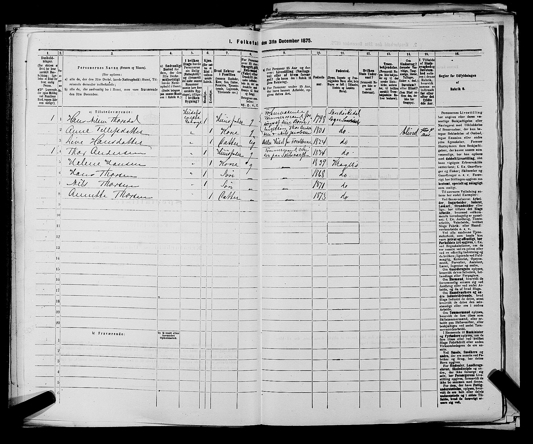 SAKO, 1875 census for 0801P Kragerø, 1875, p. 429