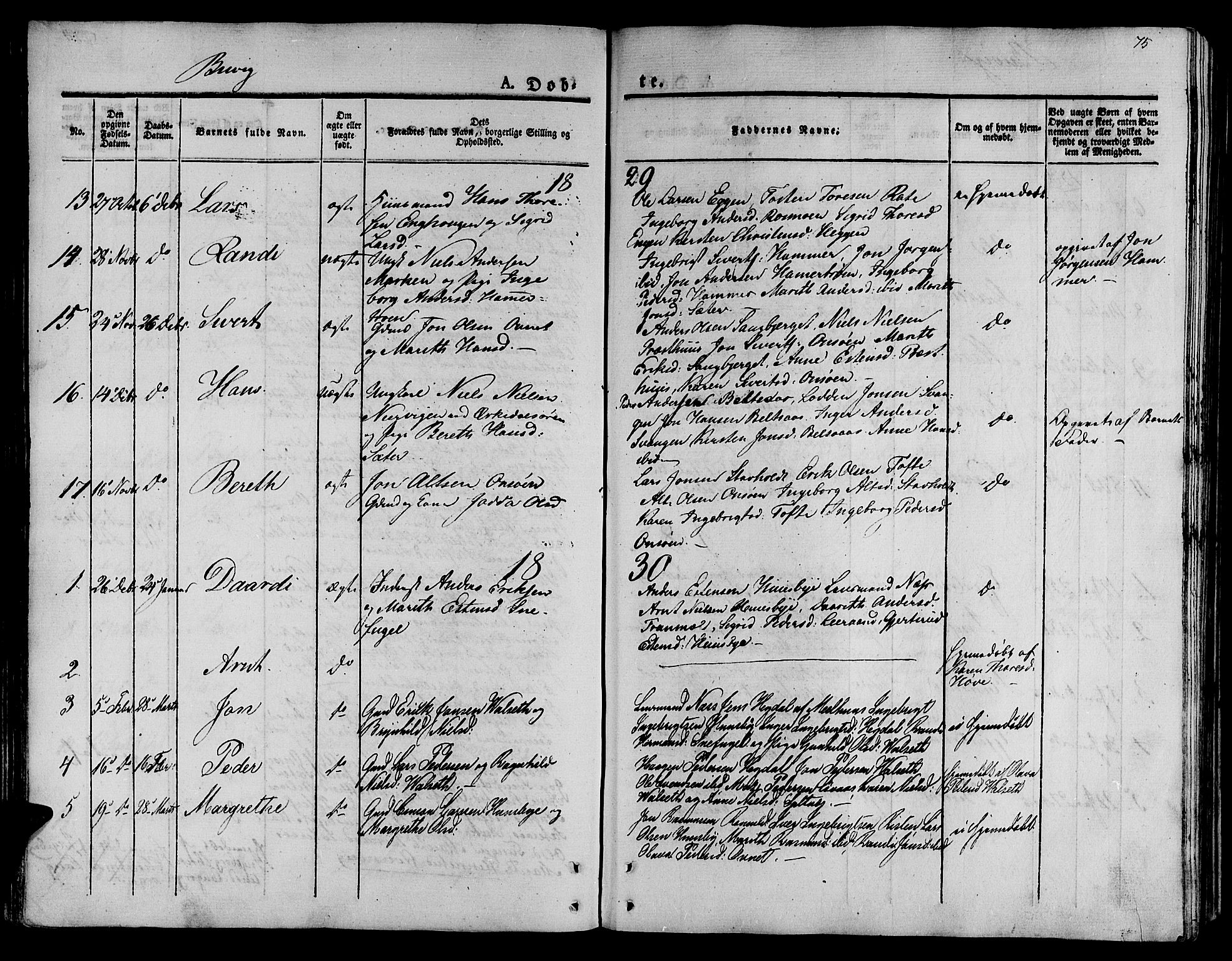 Ministerialprotokoller, klokkerbøker og fødselsregistre - Sør-Trøndelag, SAT/A-1456/612/L0375: Parish register (official) no. 612A07 /2, 1829-1845, p. 75