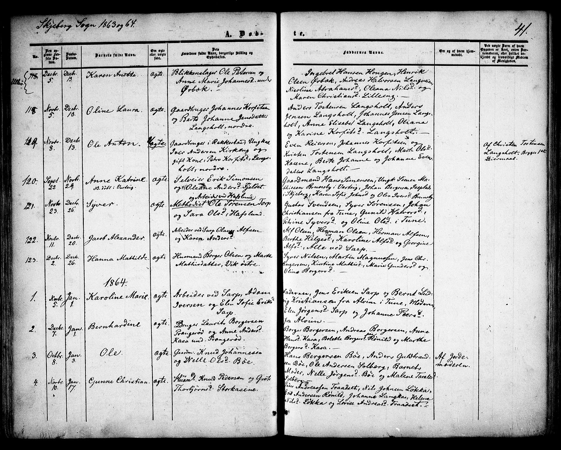 Skjeberg prestekontor Kirkebøker, SAO/A-10923/F/Fa/L0007: Parish register (official) no. I 7, 1859-1868, p. 41