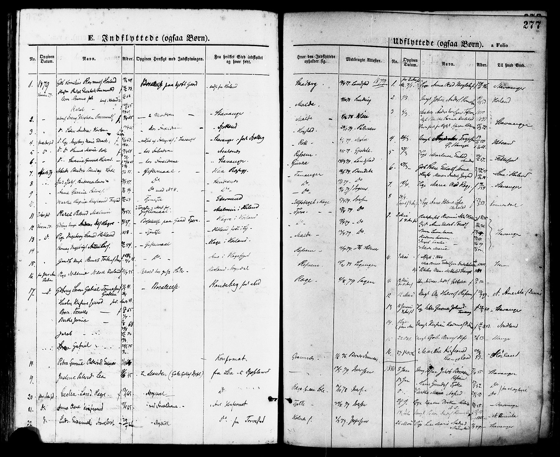 Håland sokneprestkontor, SAST/A-101802/001/30BA/L0009: Parish register (official) no. A 8, 1871-1882, p. 277